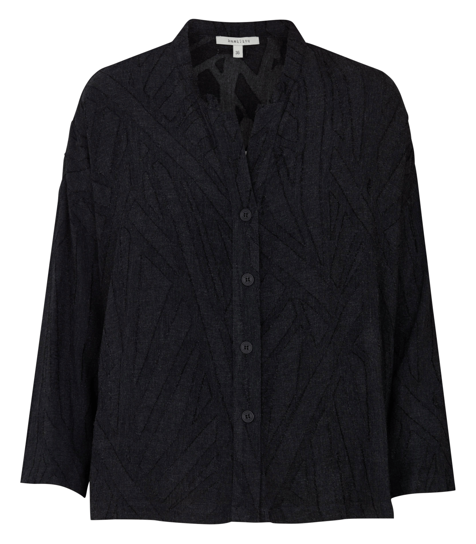 Jacquard flannel band-collar shirt HUMILITY Grey
