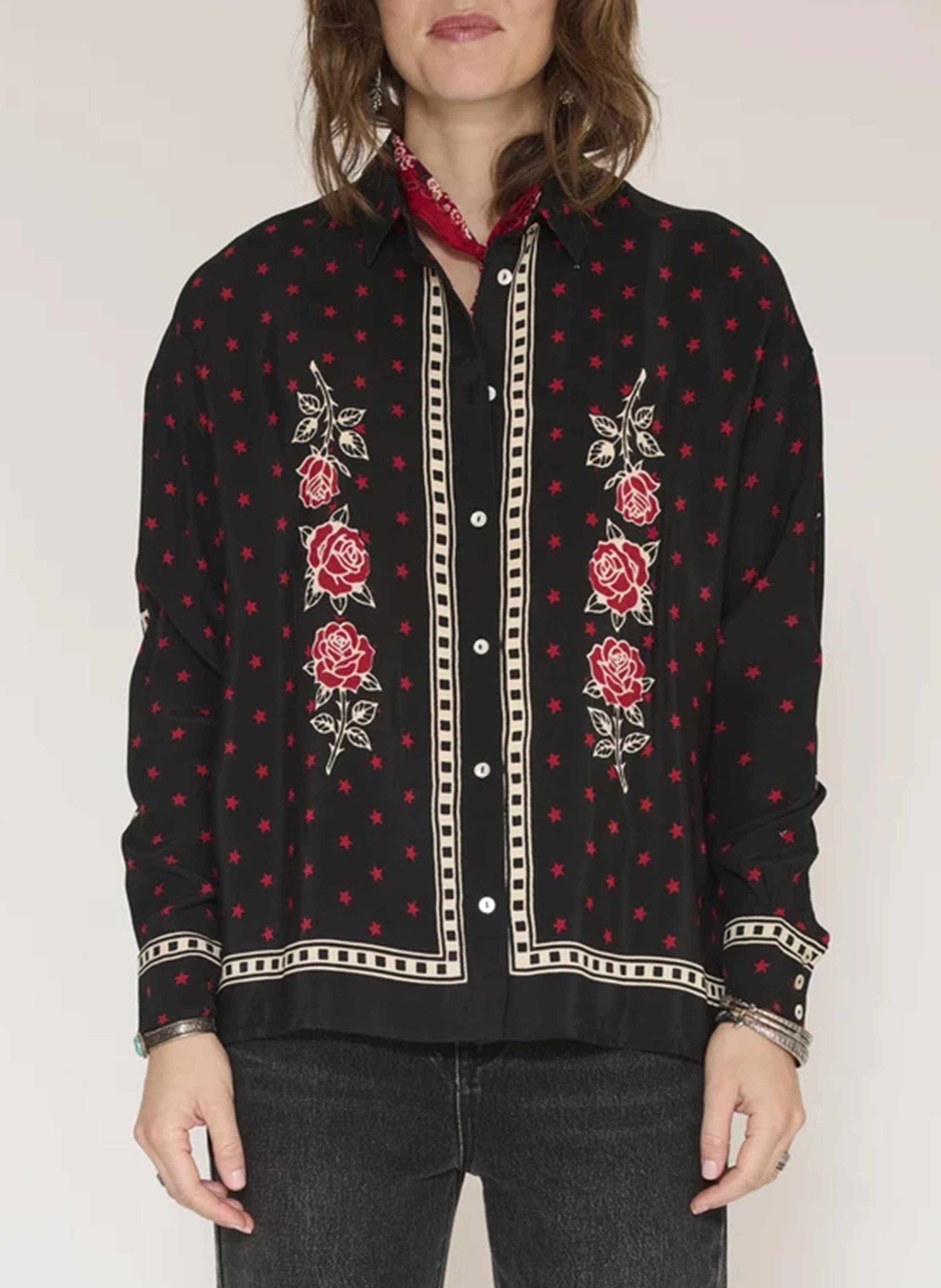 Classic collar patterned shirt MKT Black