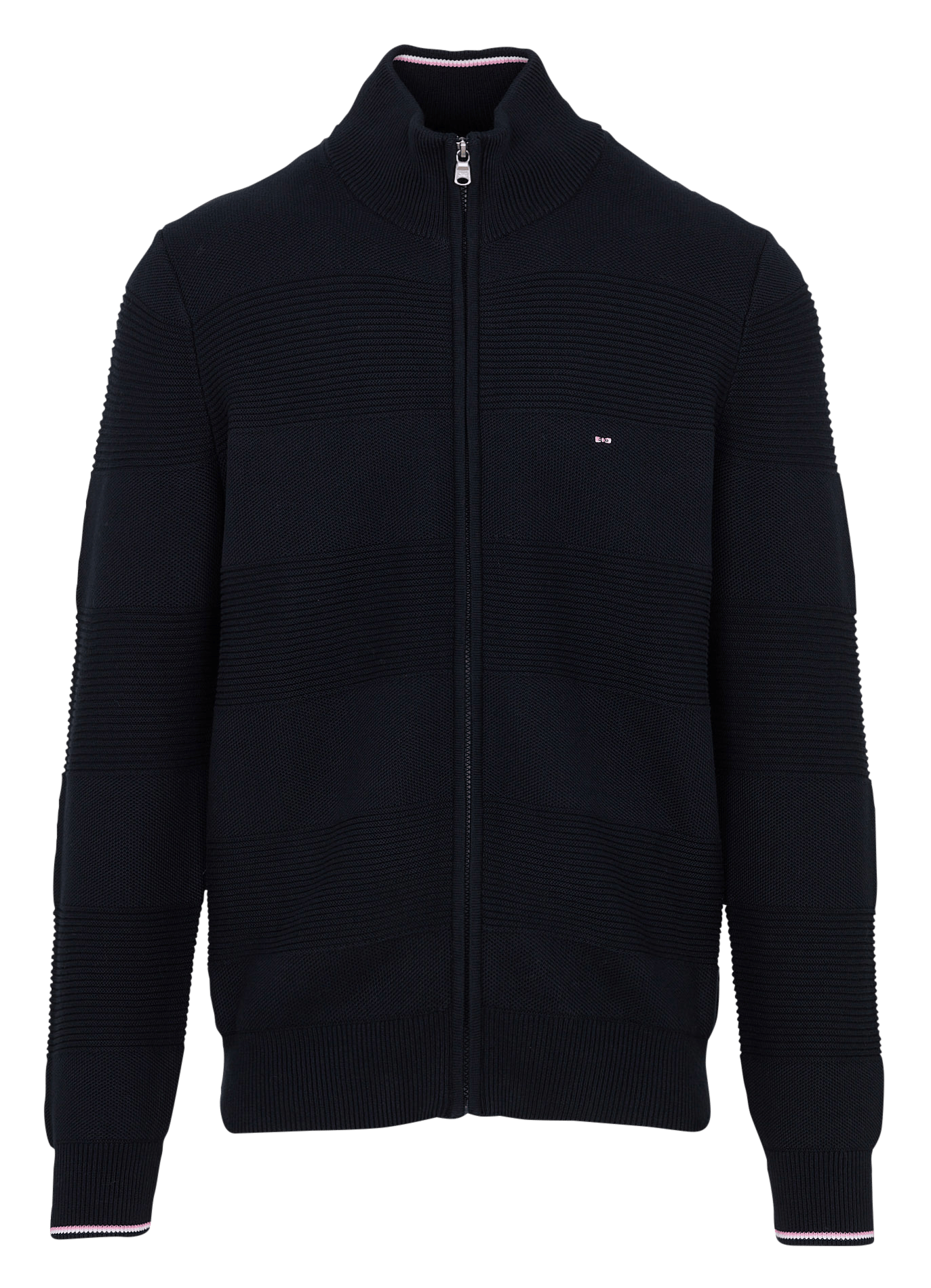 Straight zip-up stand-collar cardigan in a cotton blend EDEN PARK Blue