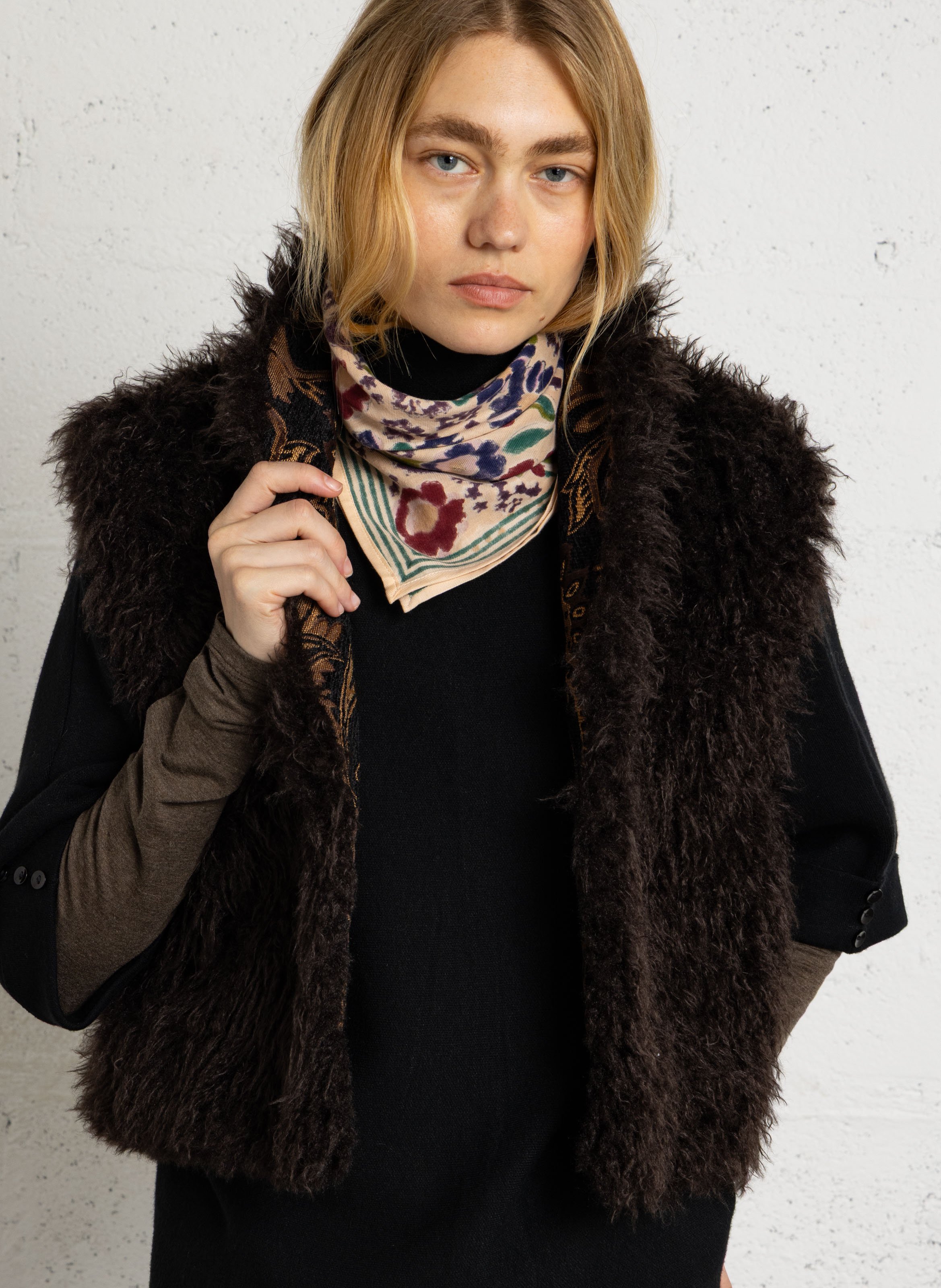 Straight sleeveless fur-effect jacket LA PETITE ETOILE Blue