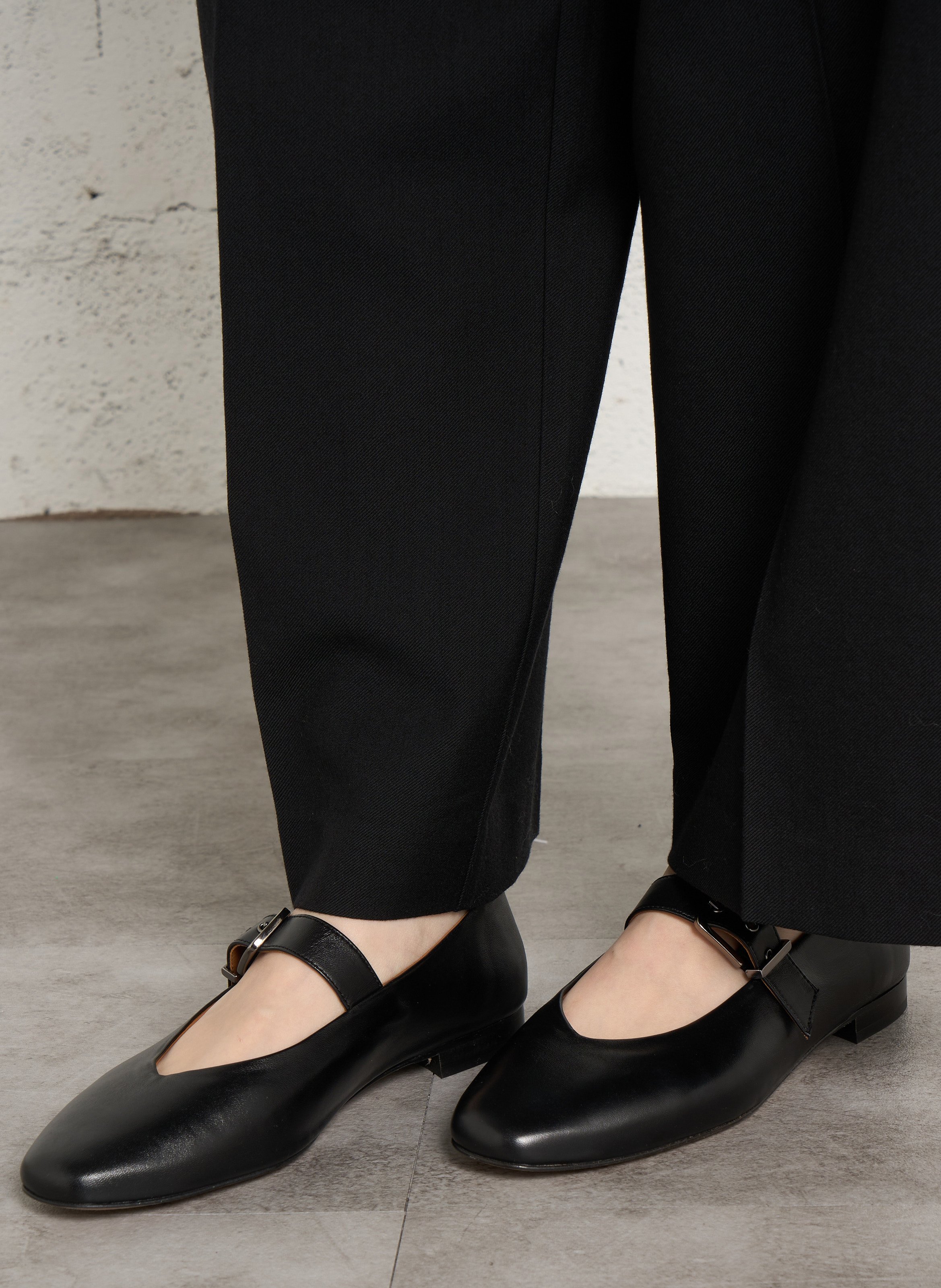 Leather ballet pumps with strap BOBBIES Black