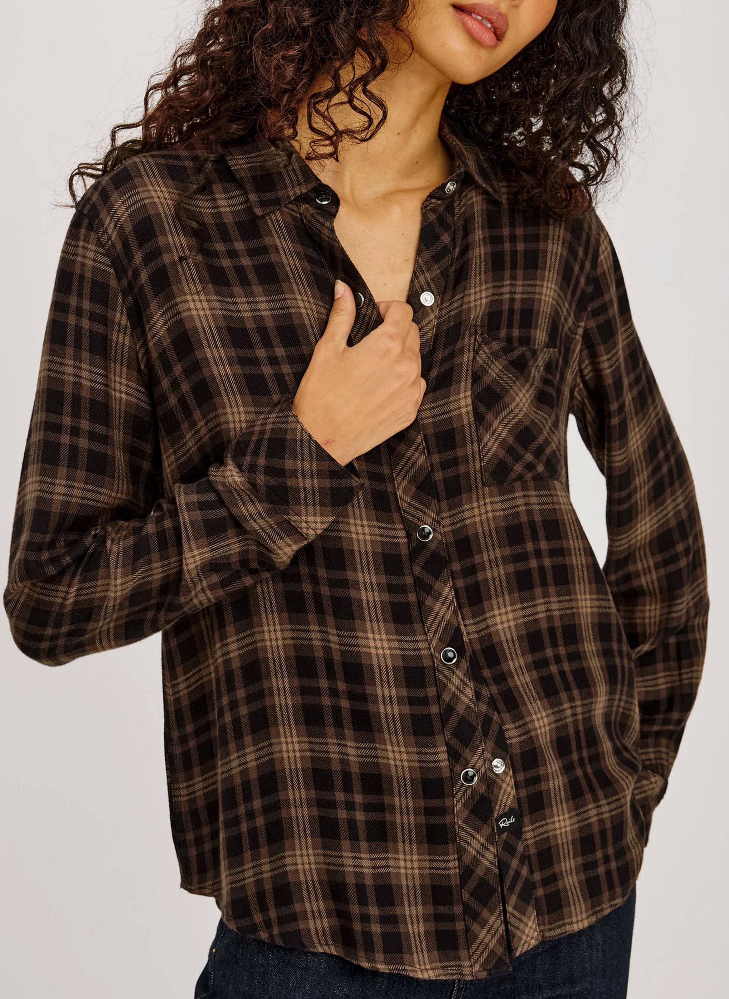 Straight checked shirt RAILS Brown
