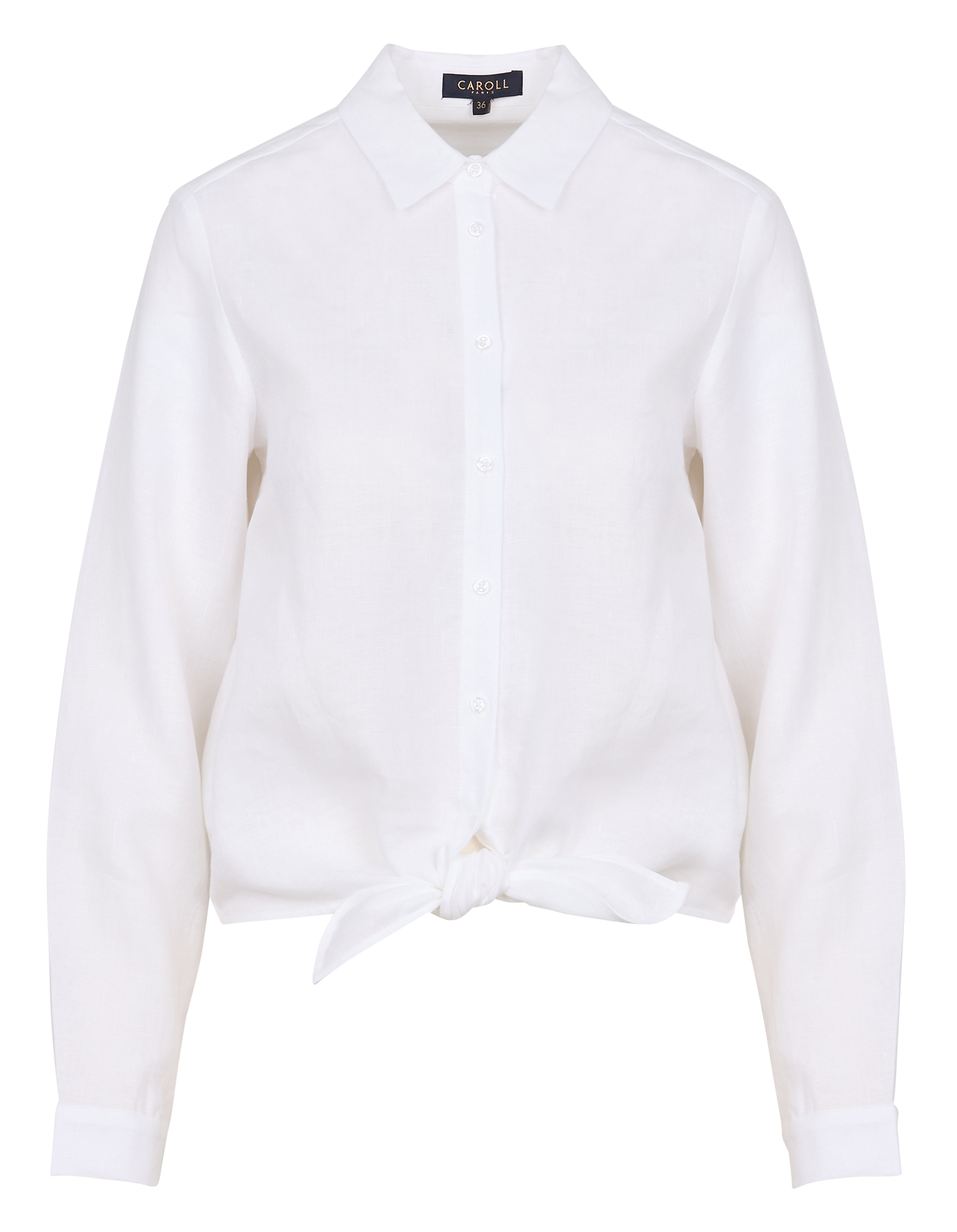 Chemise col classique en lin CAROLL Blanc