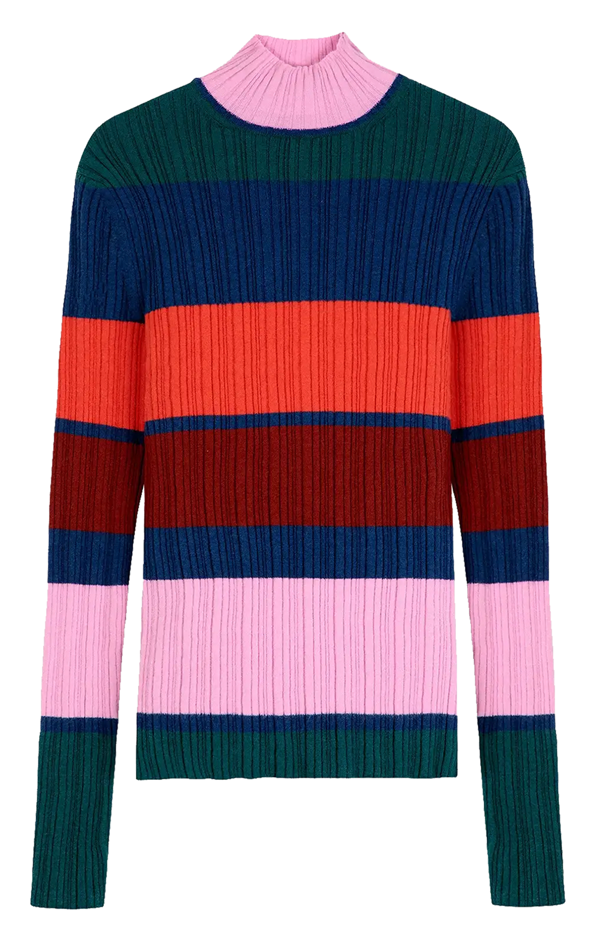 Aansluitende coltrui met strepen in gemengd breisel BOBO CHOSES Veelkleurig