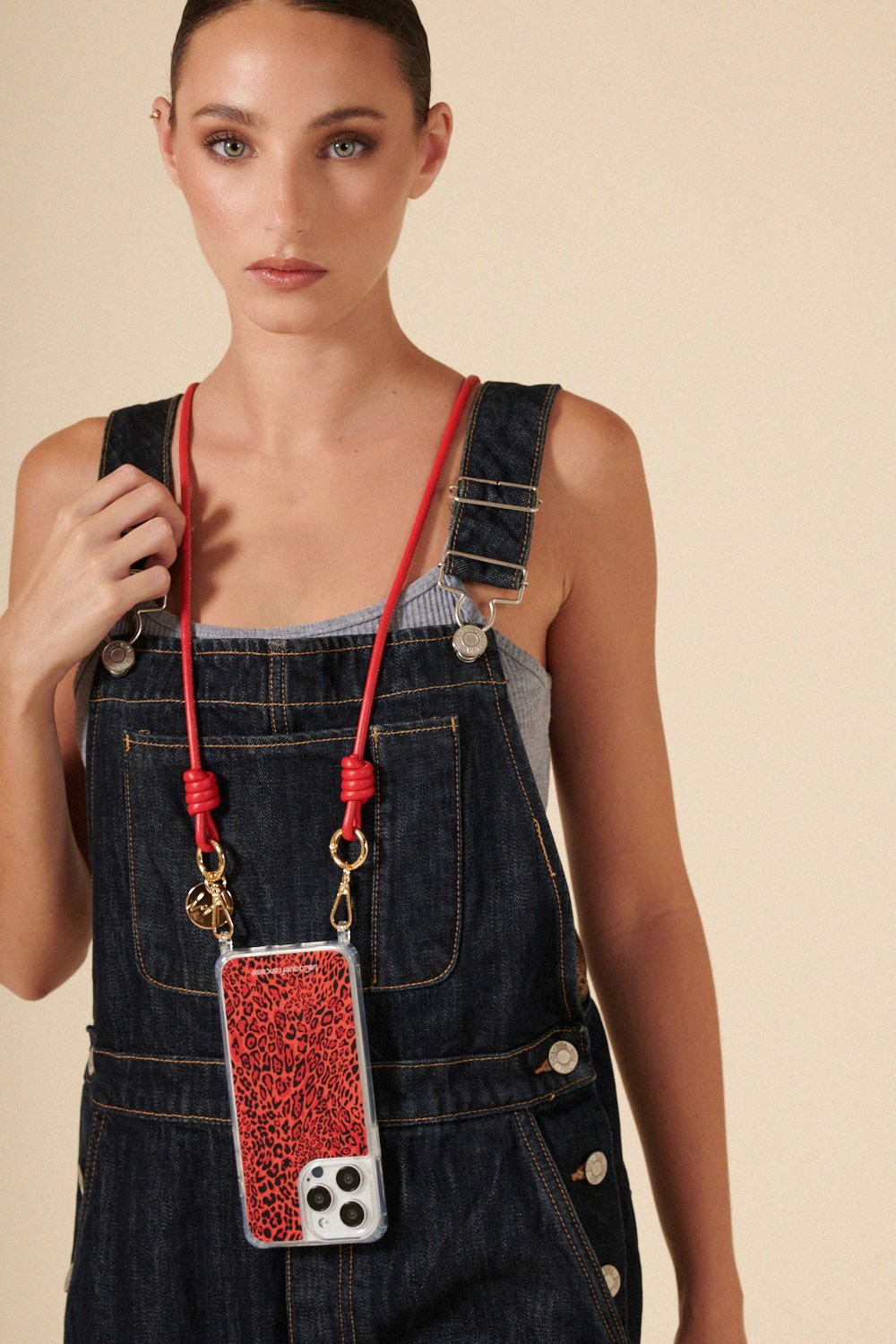 Vegan leather phone strap LA COQUE FRANCAISE Red