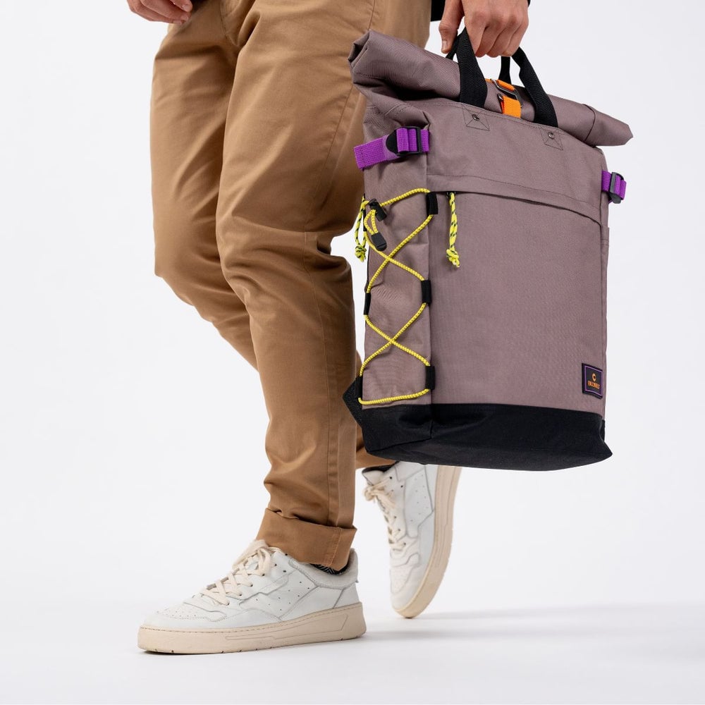 Recycled polyester rolltop backpack BILLYBELT Brown