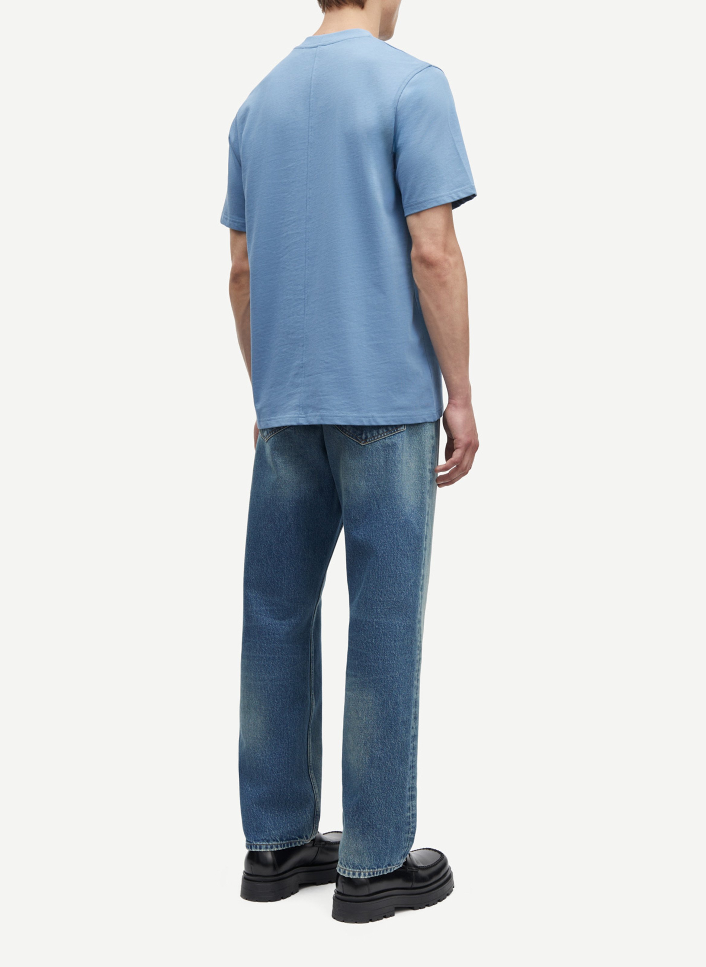 Regular-fit T-shirt van biokatoen met opstaande kraag SAMSOE SAMSOE Blauw