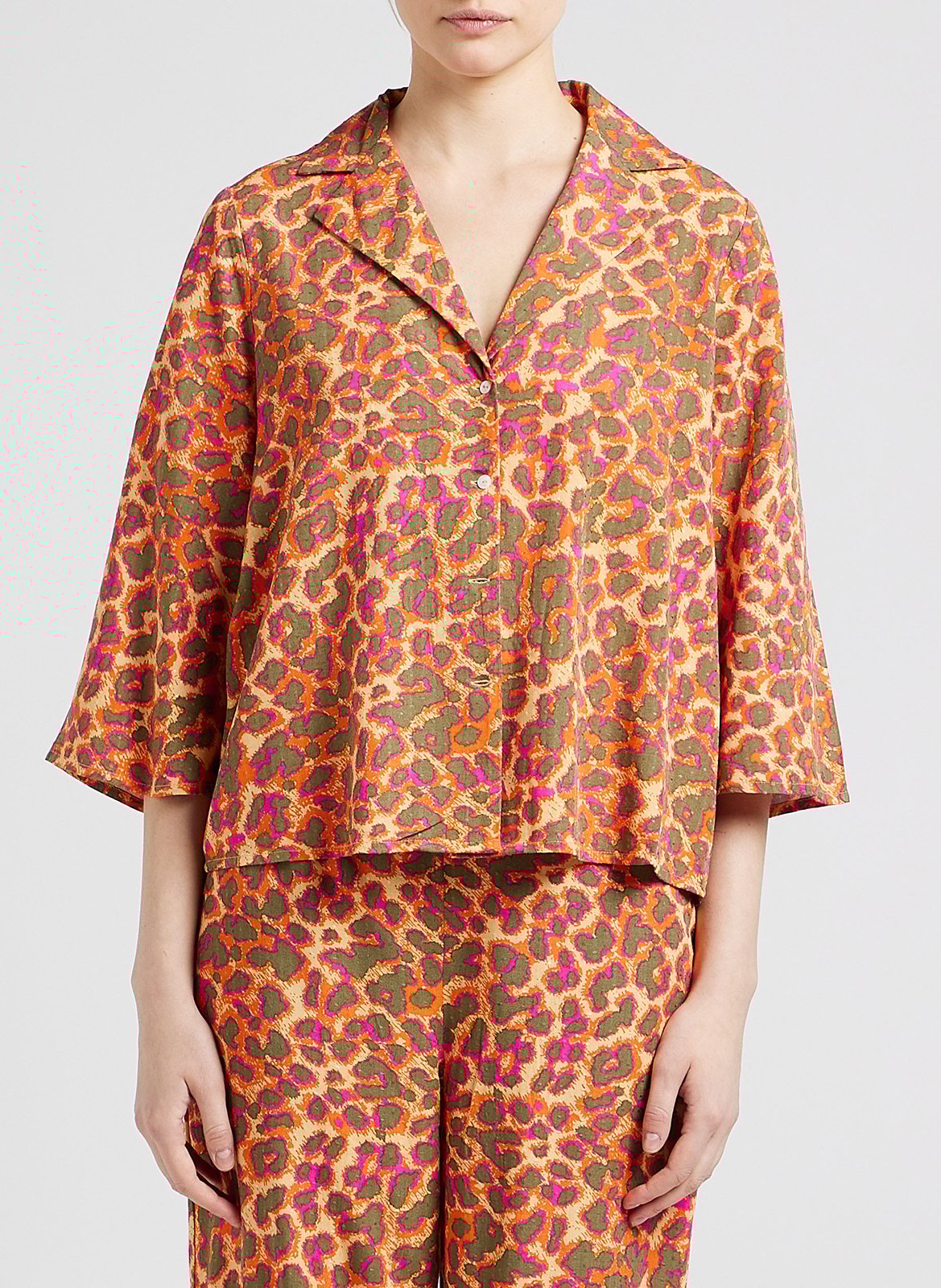 Chemise col tailleur imprimée  VILA Orange