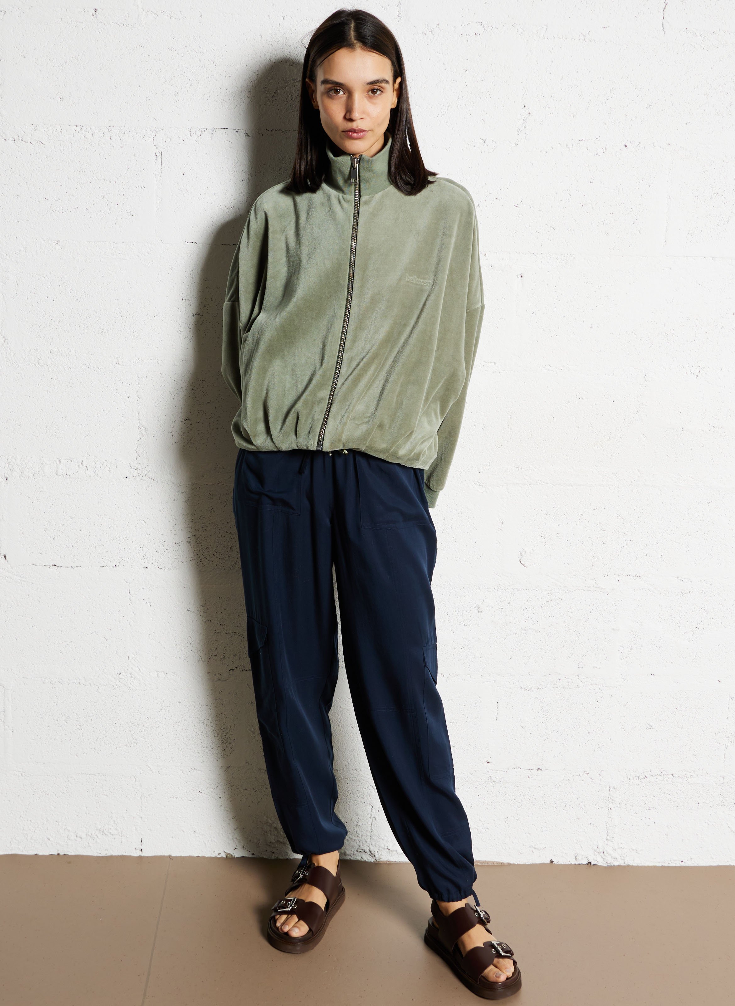 Sweat overisze col montant en coton mélangé BELLEROSE Vert