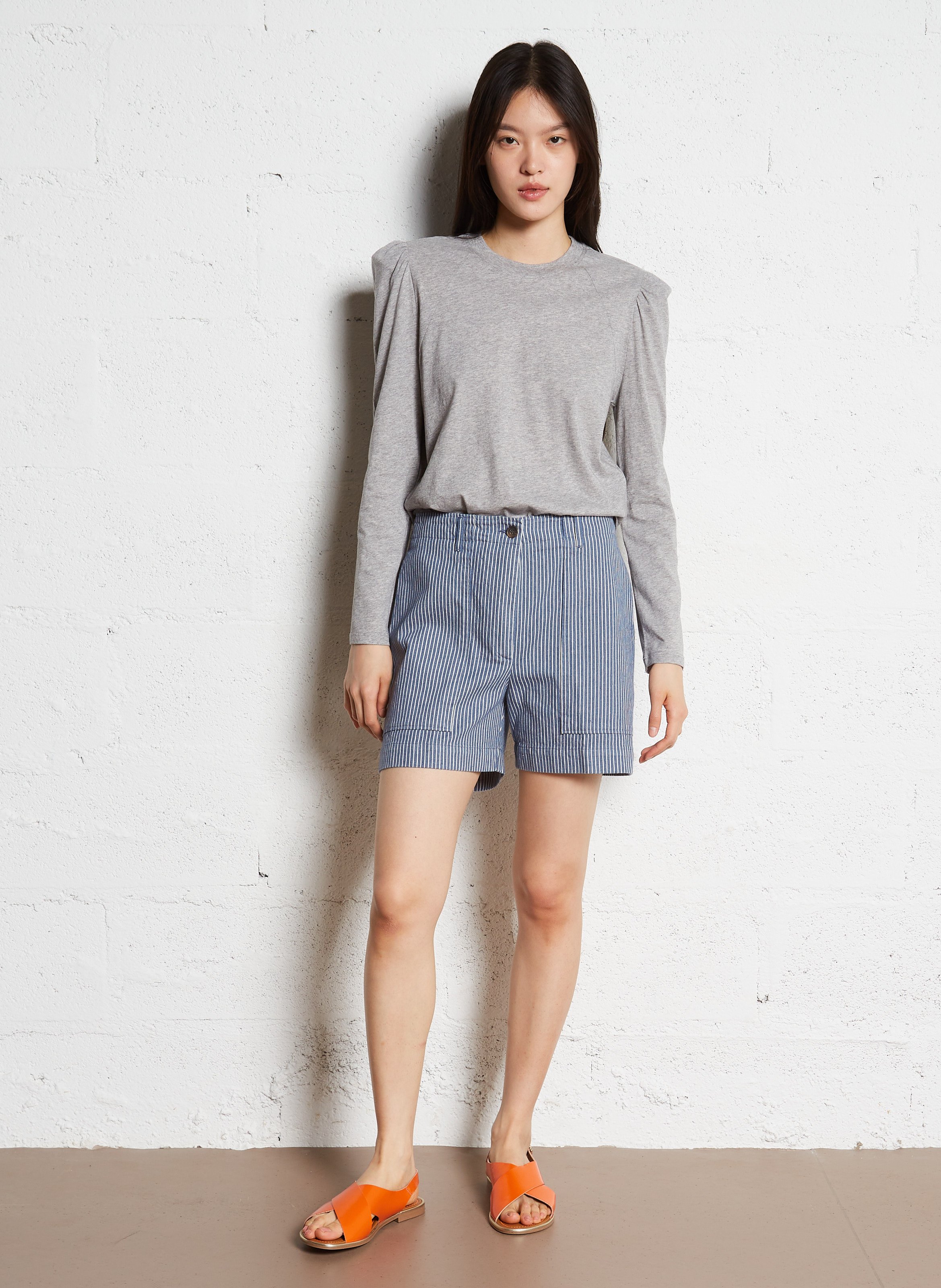 Straight cotton T-shirt Grey