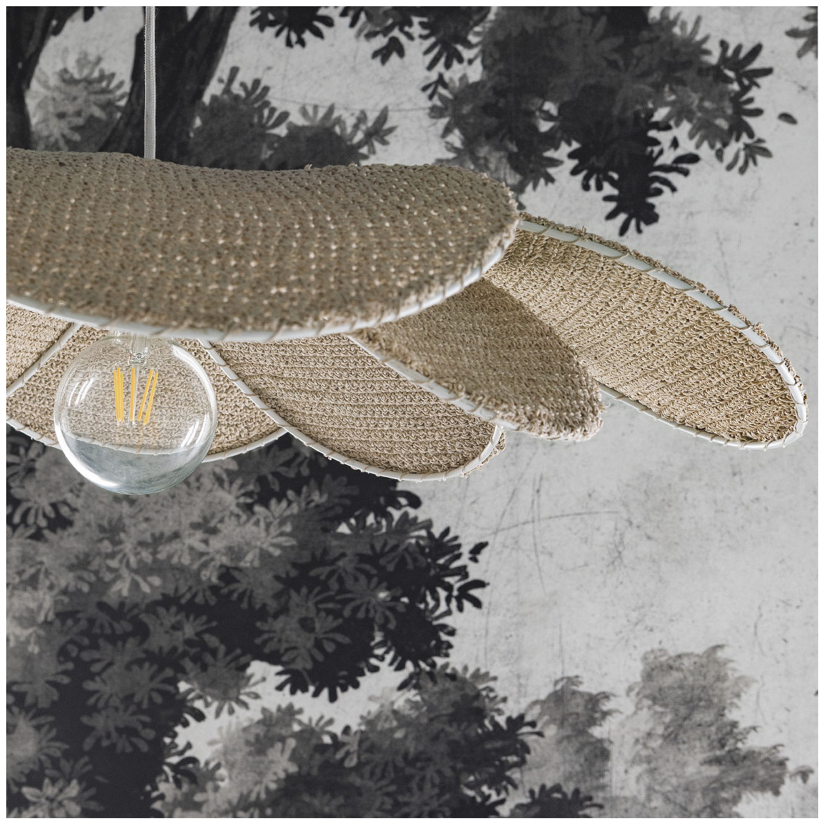 Woven raffia ceiling light BLANC D'IVOIRE Beige