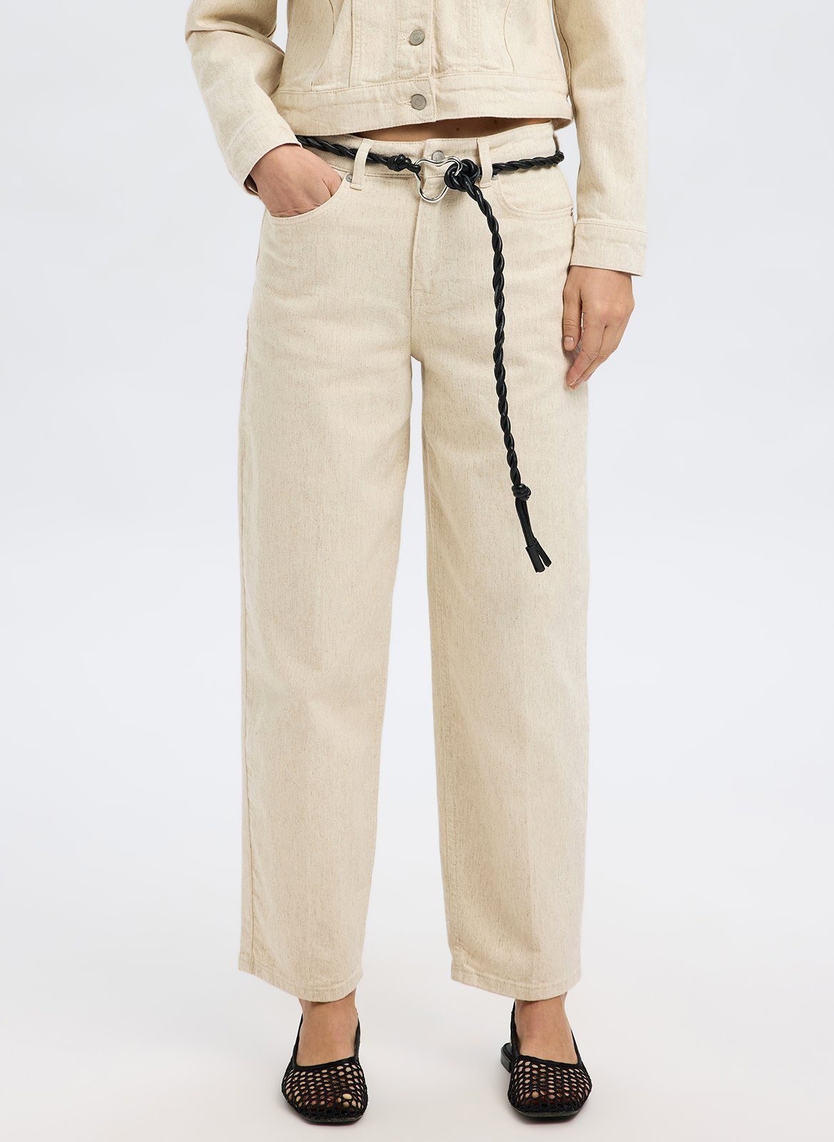 Pantalon large en coton bio mélangé SELECTED Beige