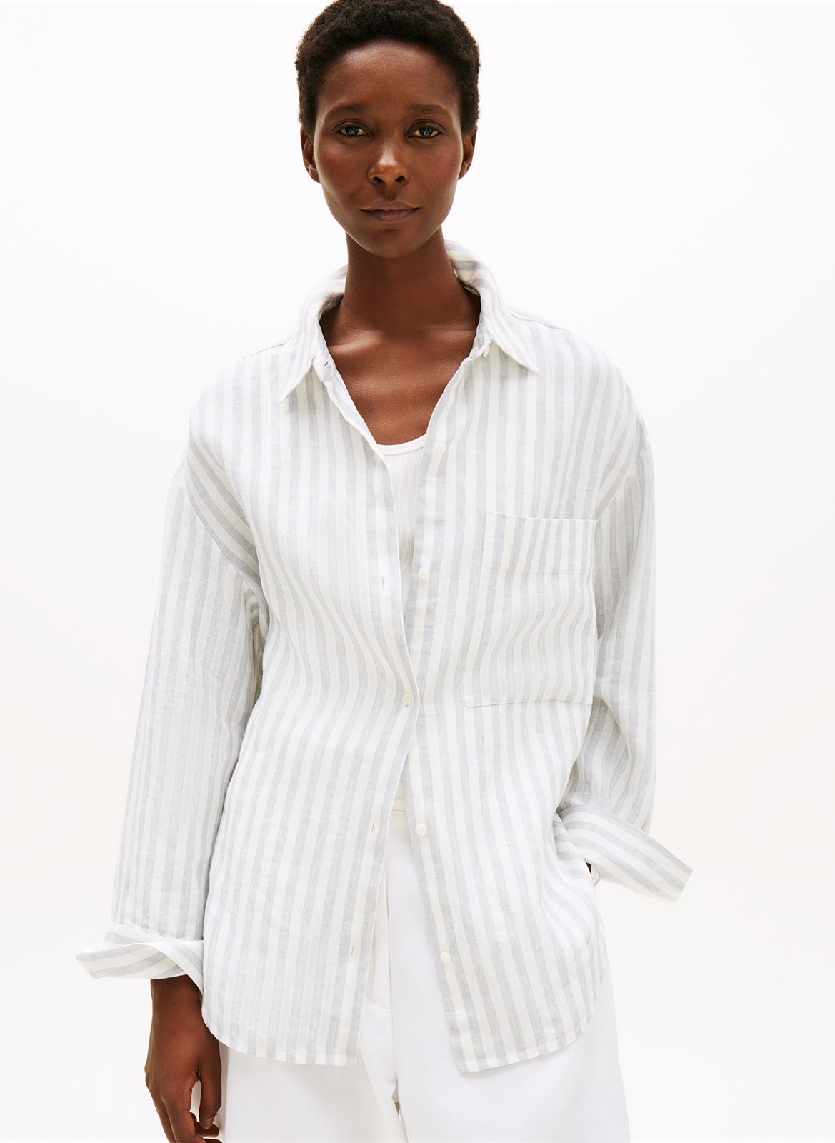 Straight striped linen shirt TOMMY HILFIGER White