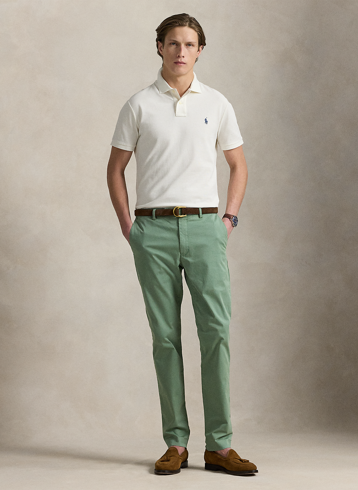 Getailleerde katoenen polo met korte mouwen POLO RALPH LAUREN Beige