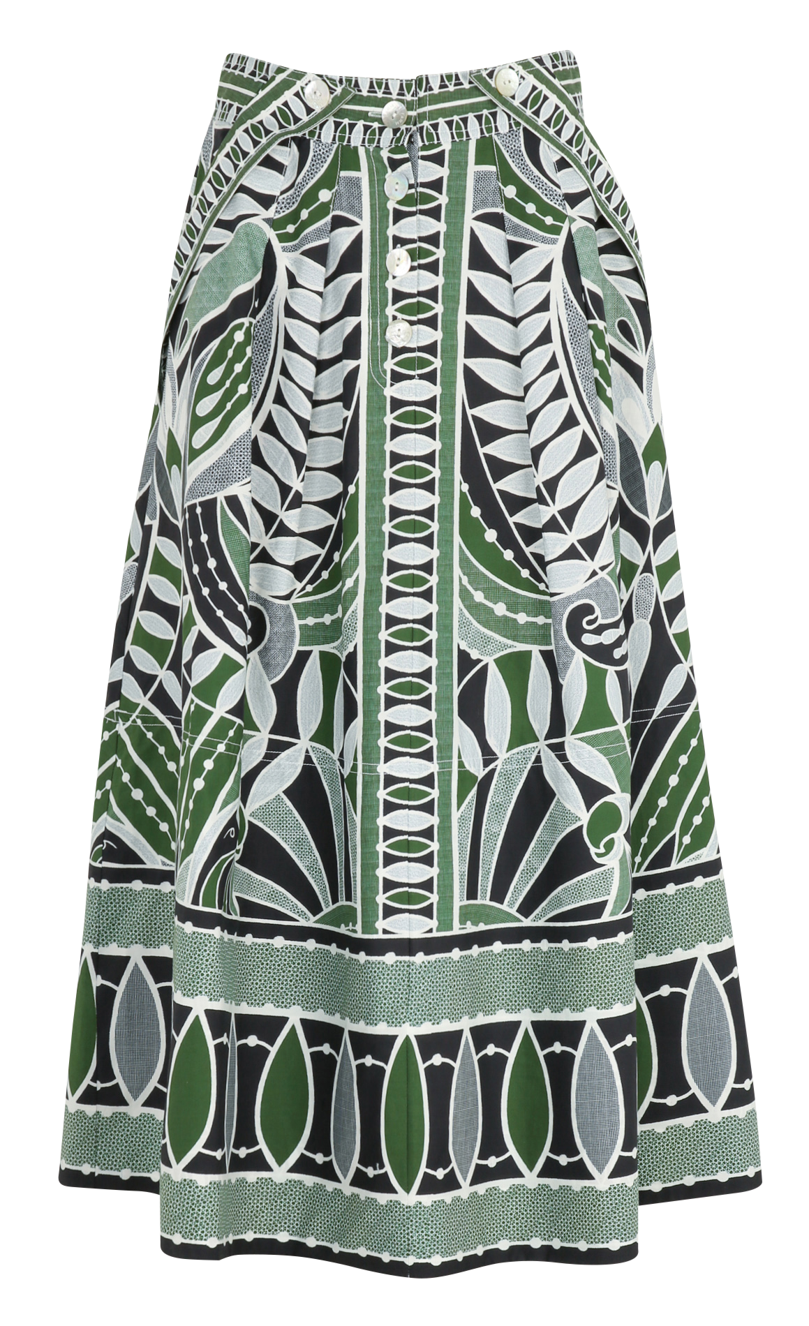 Long floral print cotton skirt FARM RIO Black