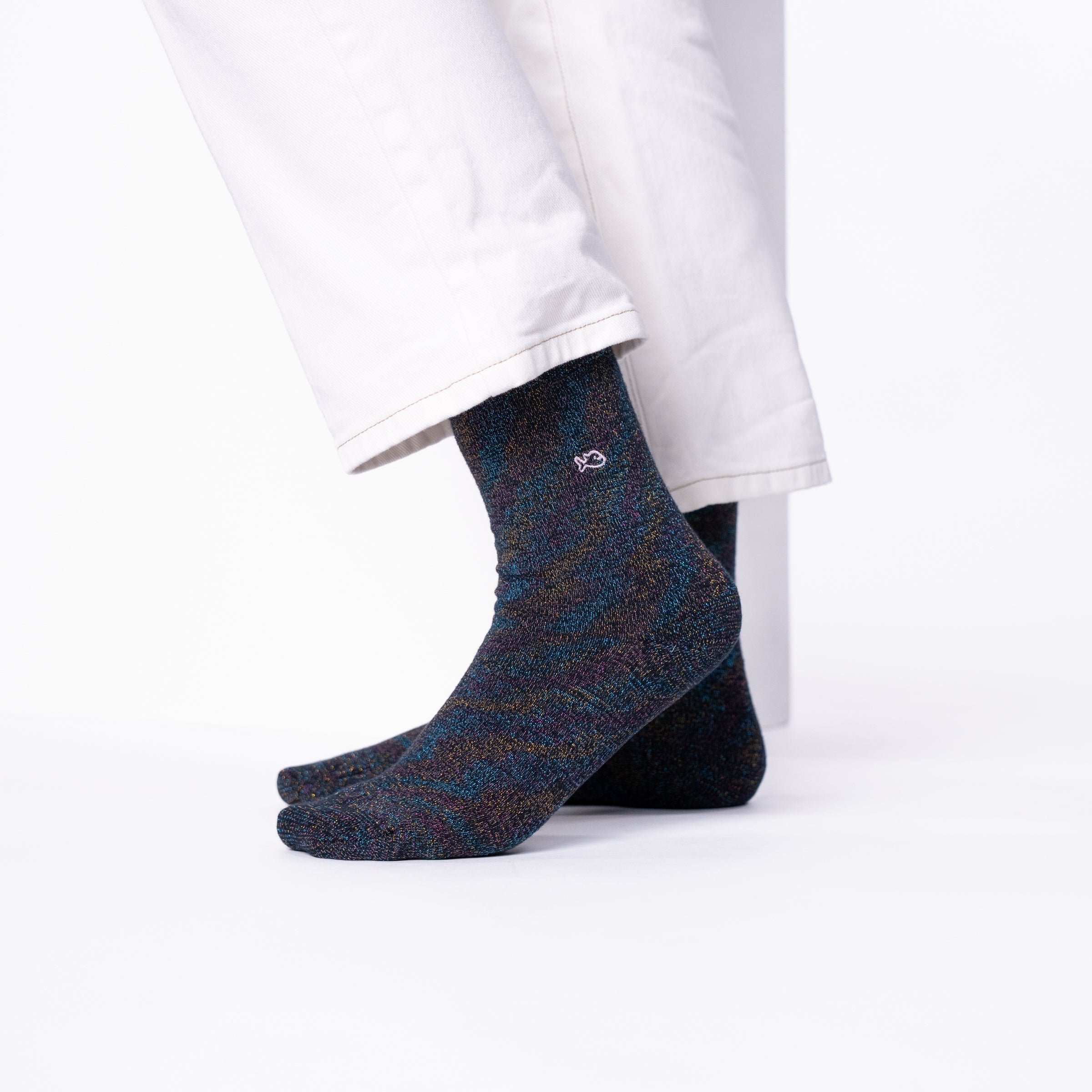 Solid Combed Cotton Glittery Socks BILLYBELT Black