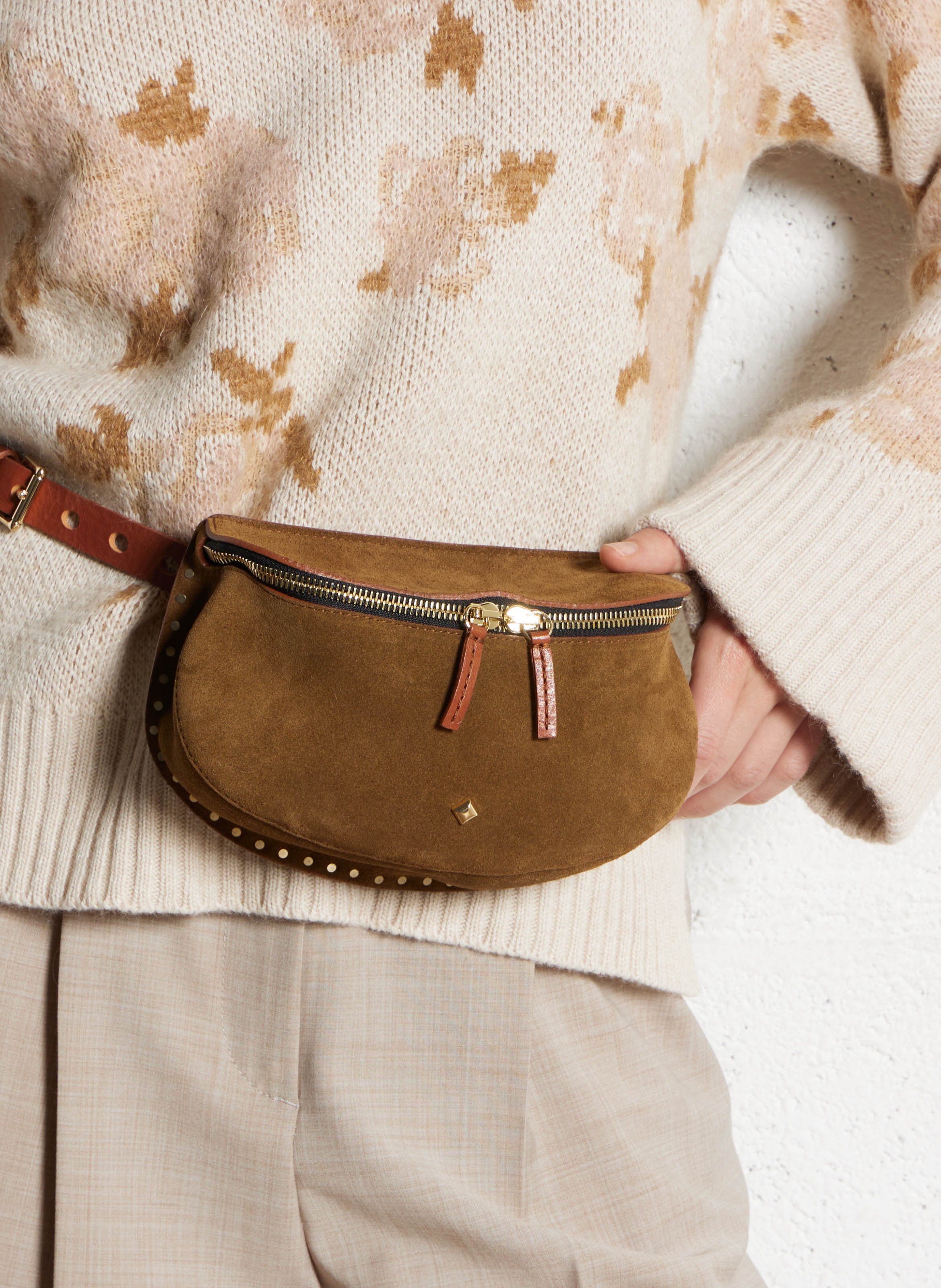 Suede waist bag Brown