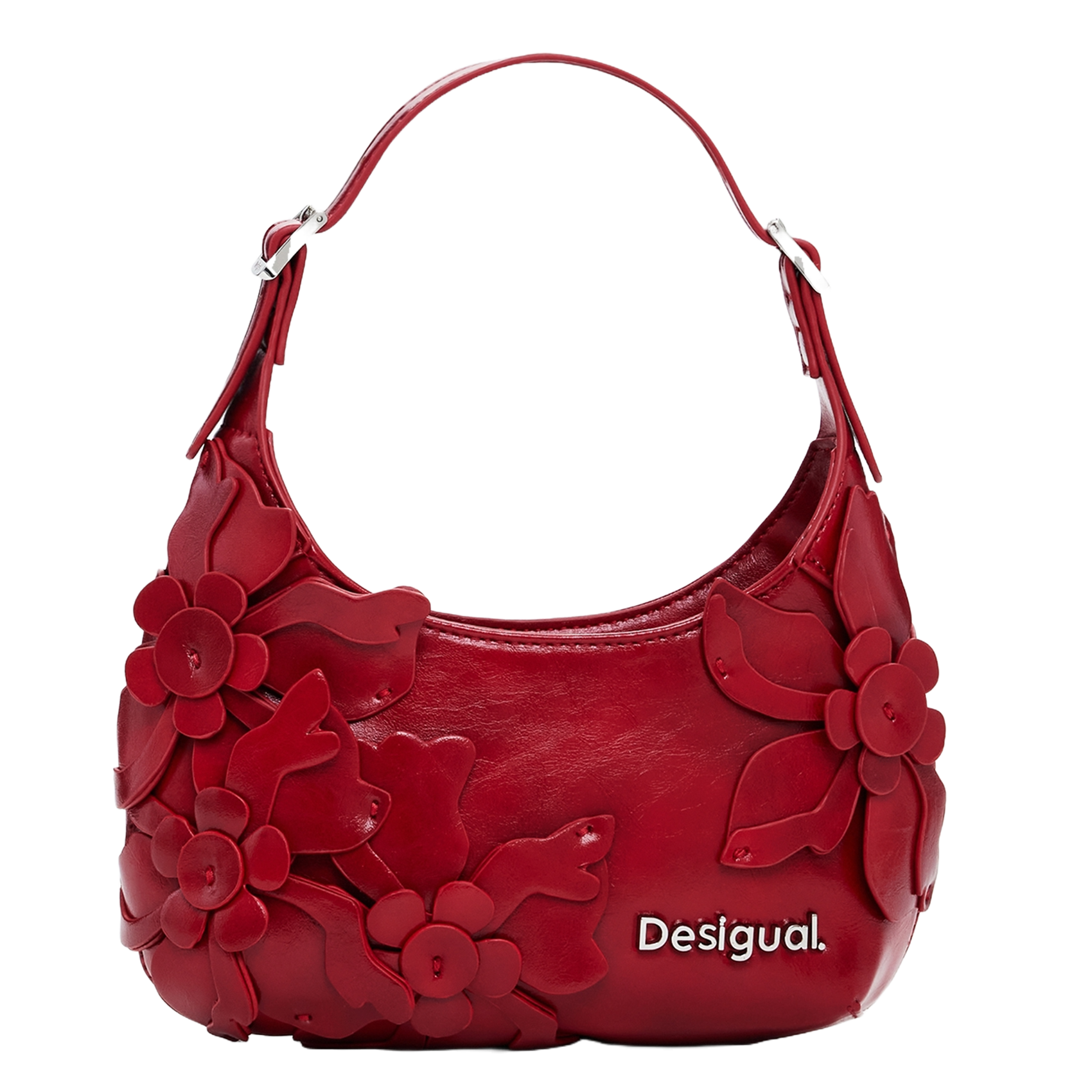 Sac épaule effet cuir à fleurs DESIGUAL Rouge