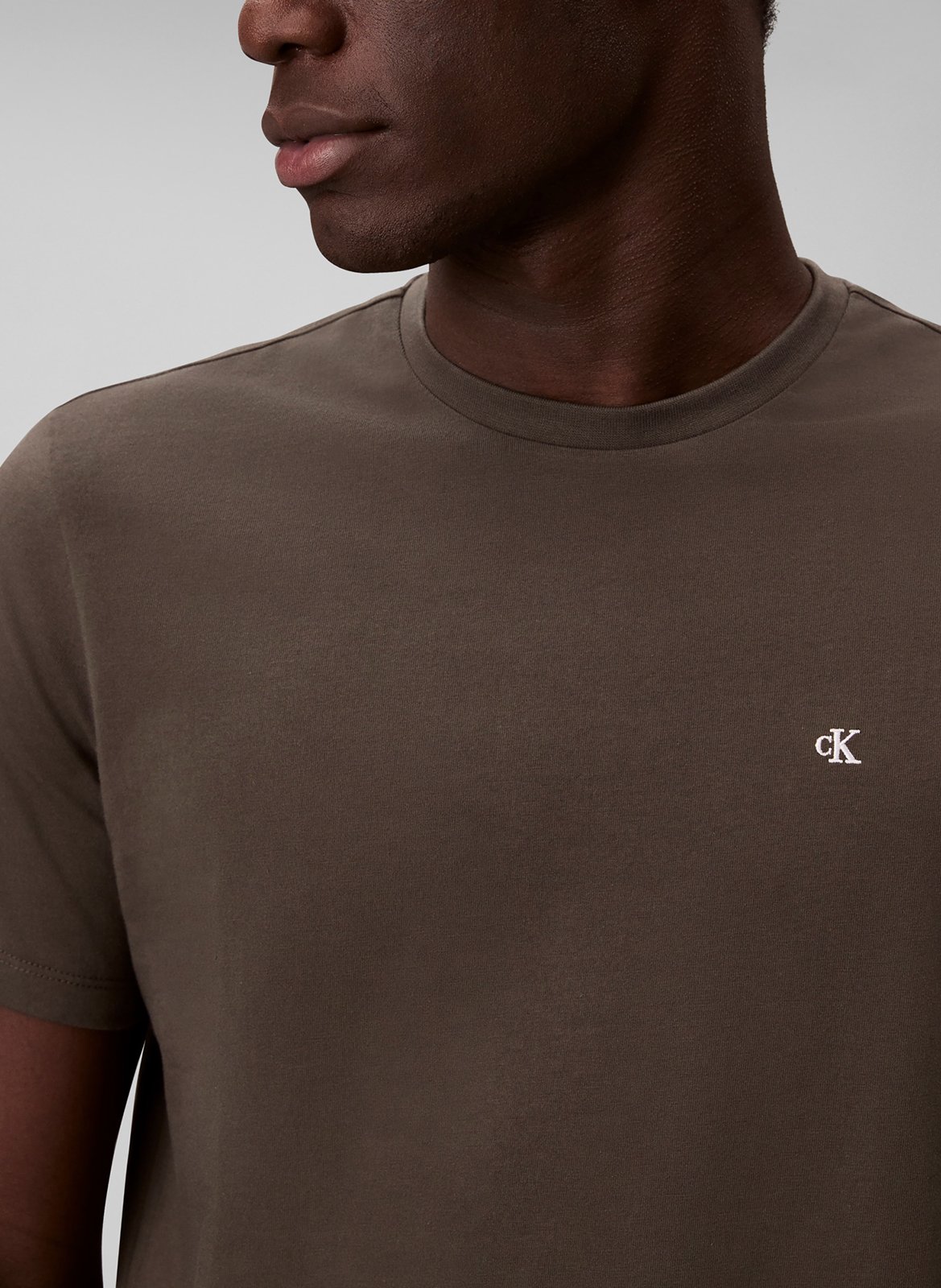 Tee-shirt droit col rond en coton CALVIN KLEIN Gris