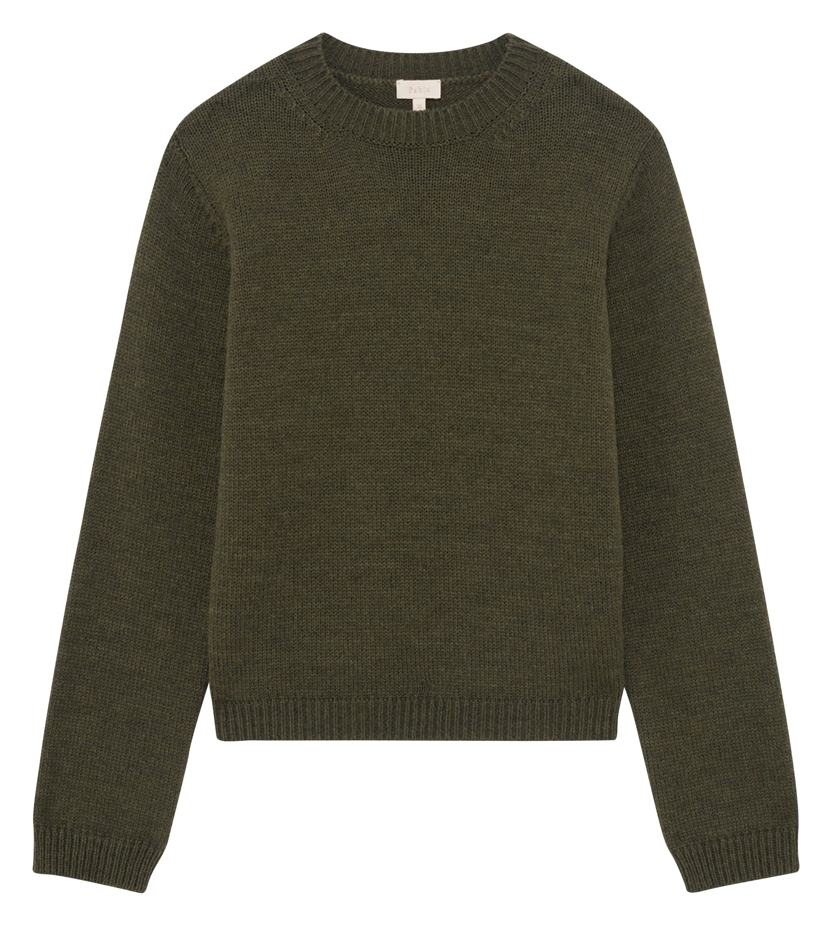 Pull droit col rond en maille PABLO Kaki