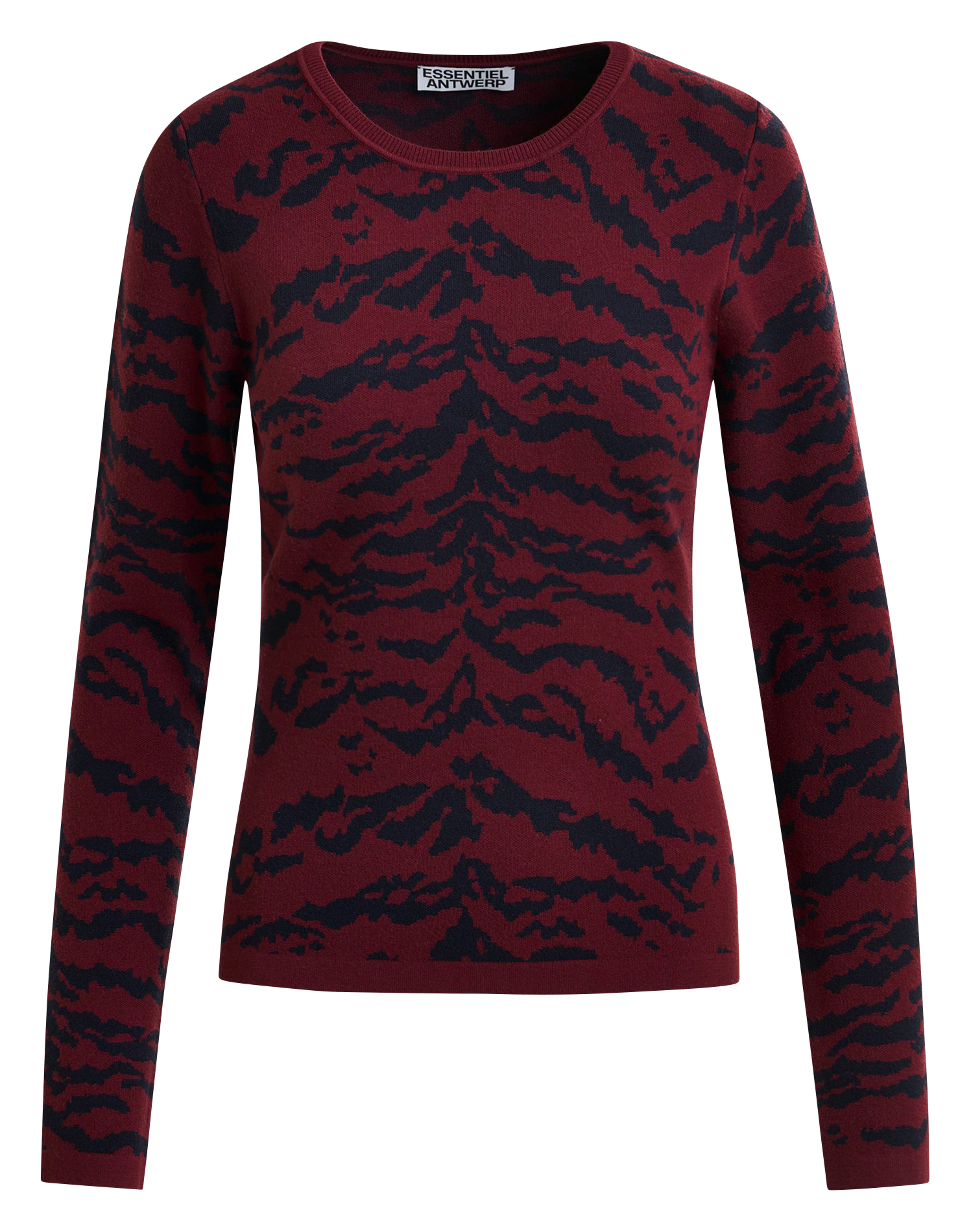 Trui met ronde hals en zebraprint ESSENTIEL ANTWERP Rood