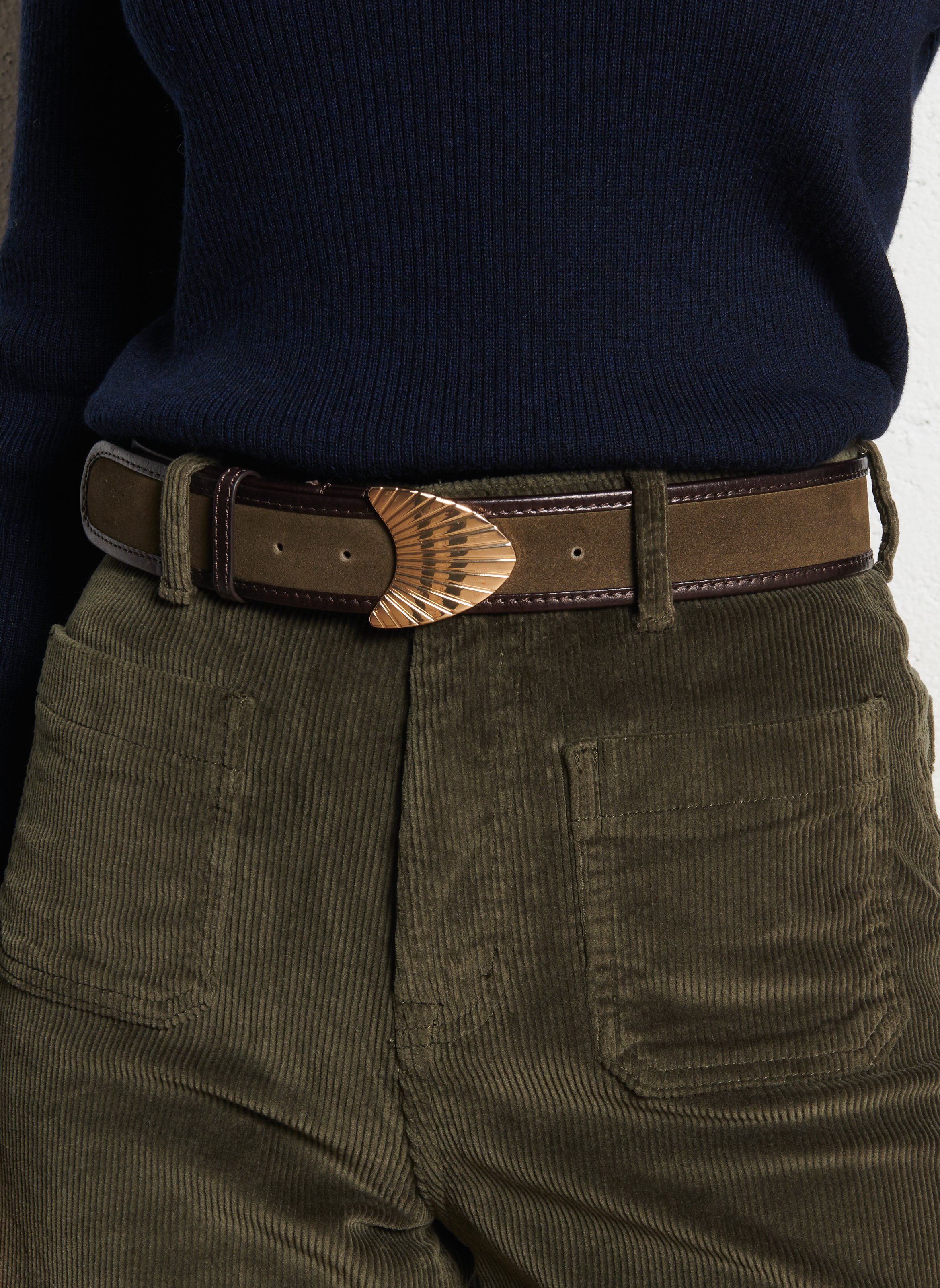 Ceinture boucle en cuir MAISON 123 Kaki