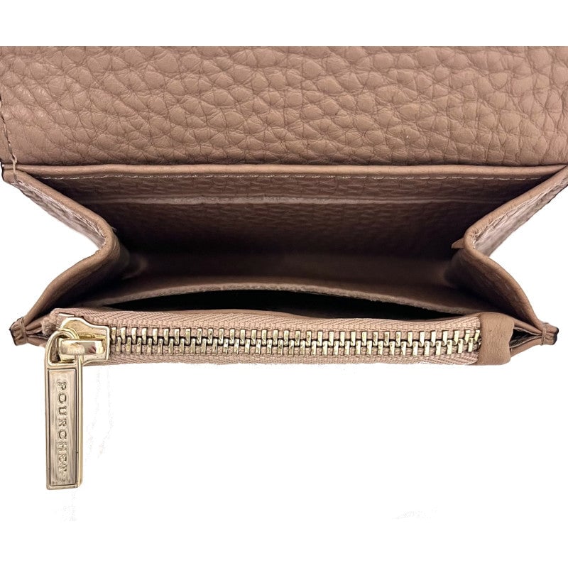 Leather coin purse POURCHET Brown