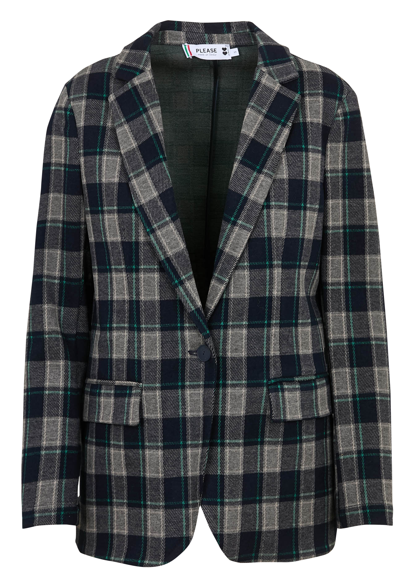 Veste tailleur droite à carreaux PLEASE Bleu