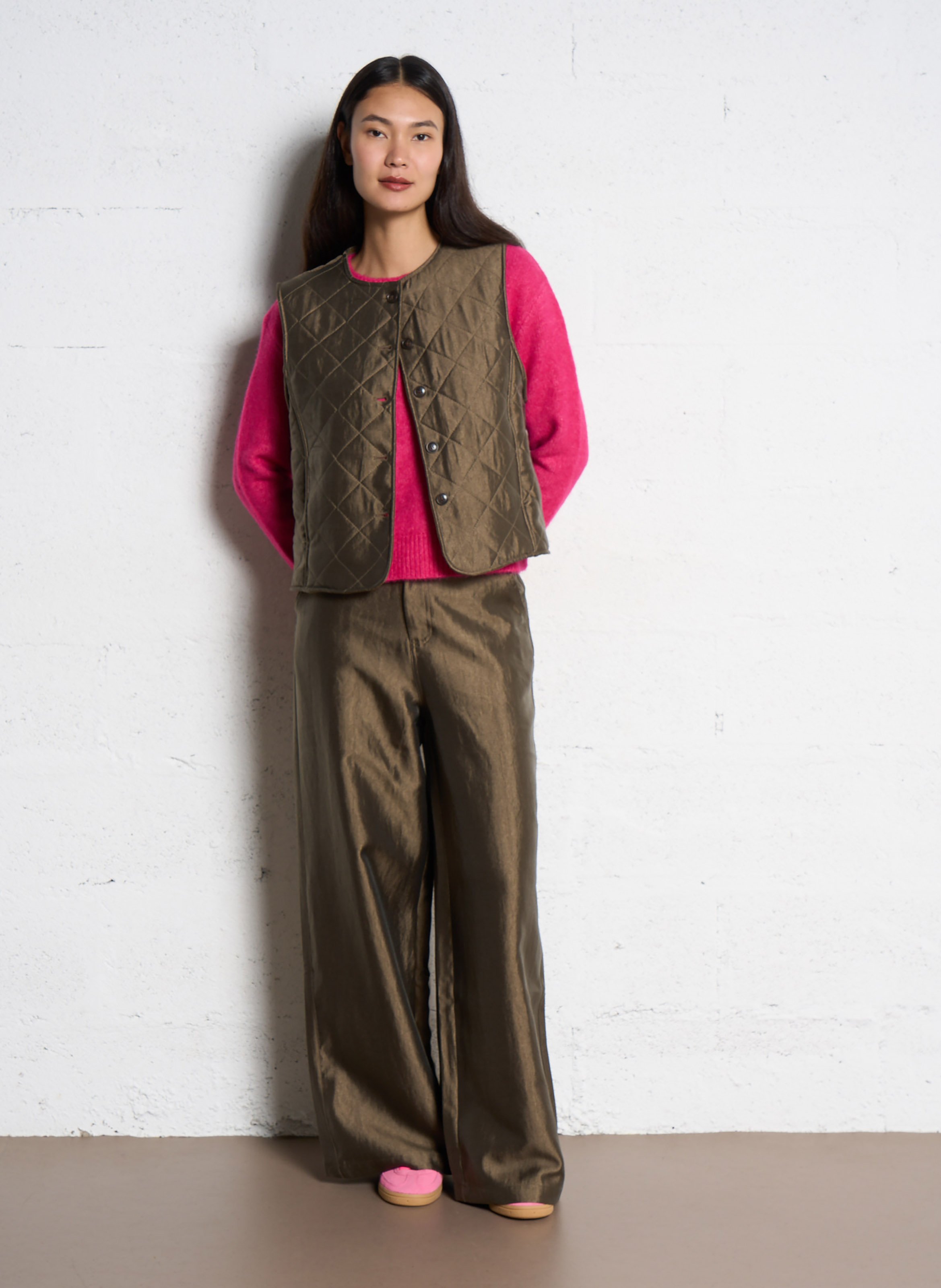 Pantalon large métallisé SEE U SOON Marron