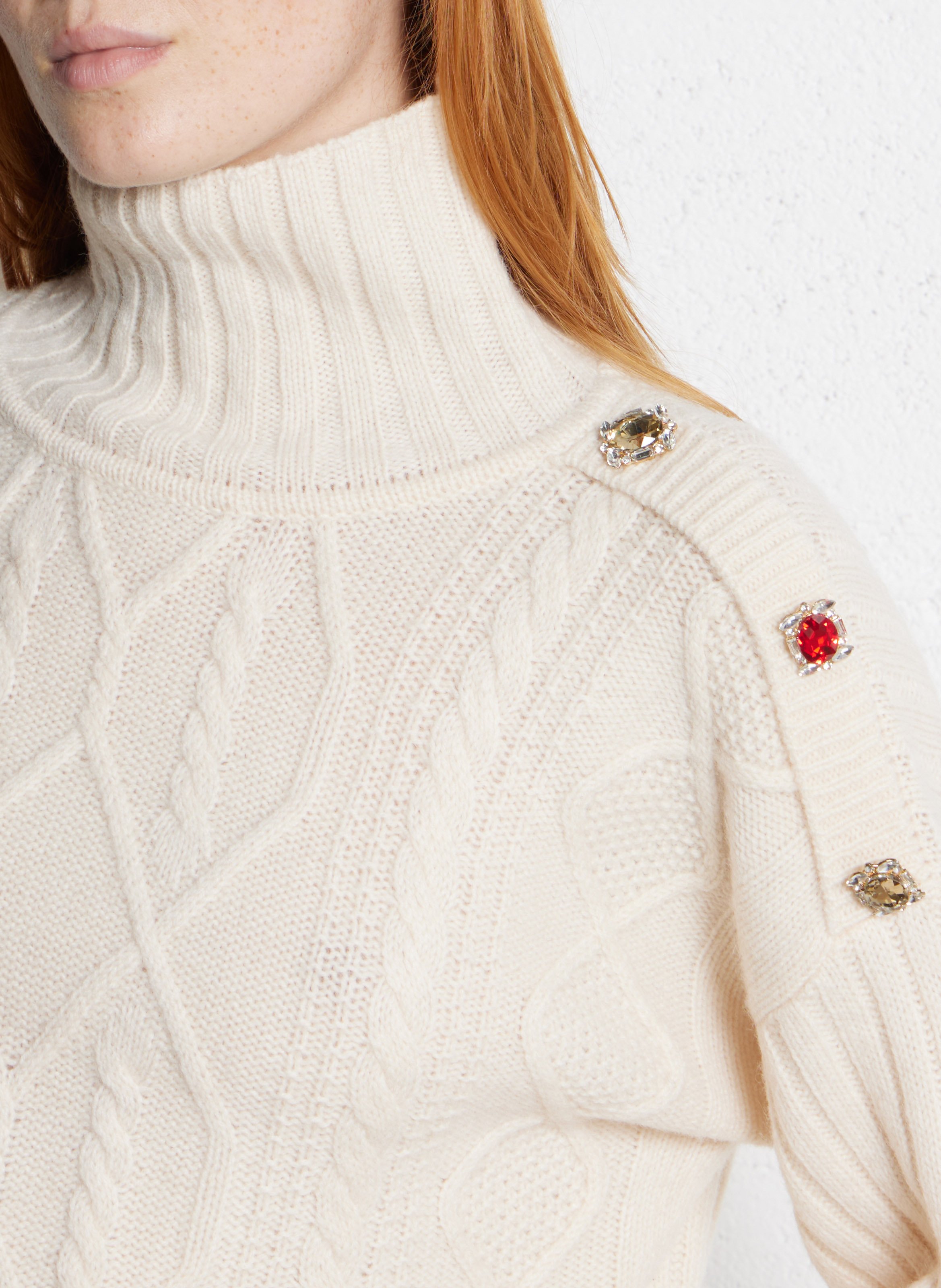 Pull col montant en laine mélangée LIU JO Beige