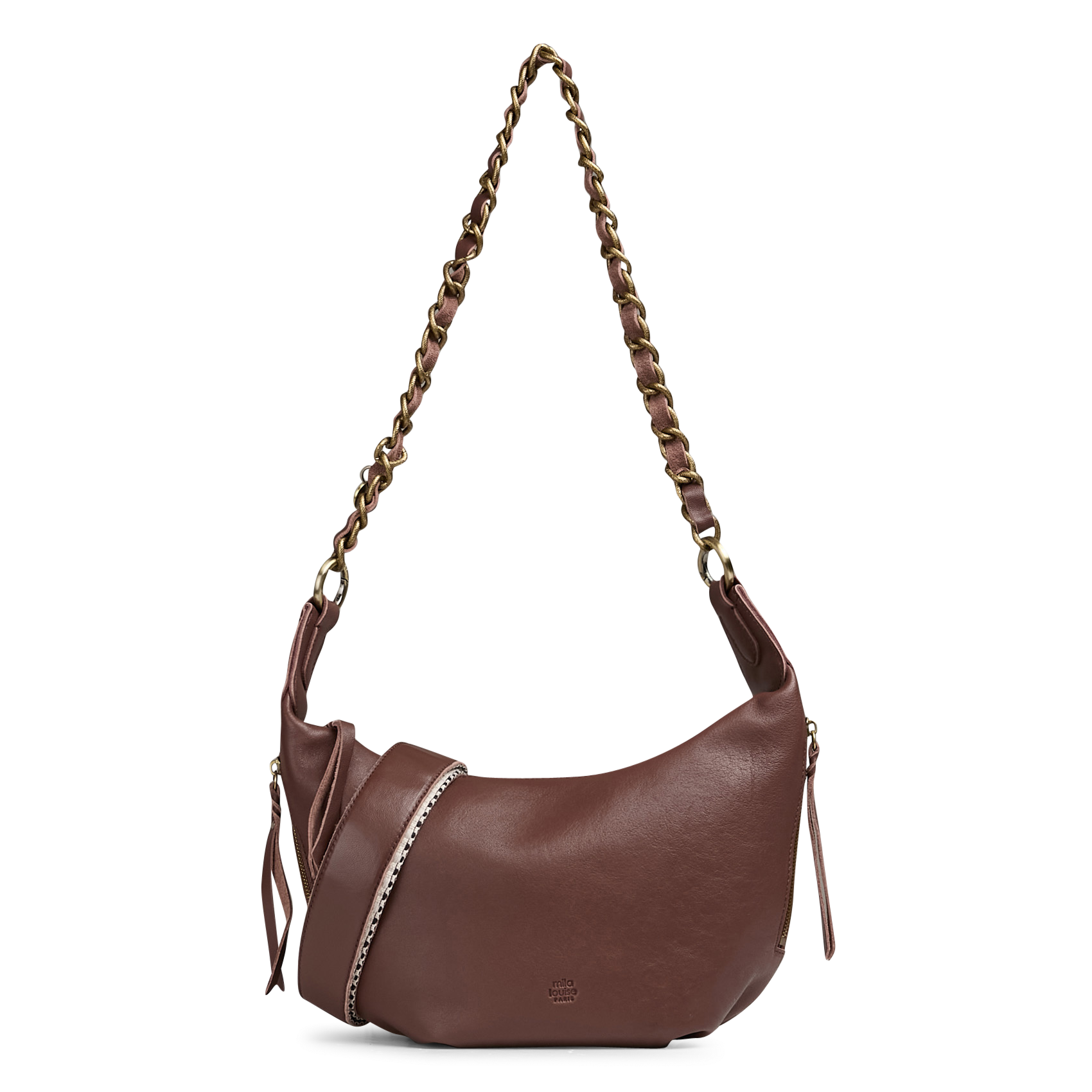 Leren clutch MILA LOUISE Bruin