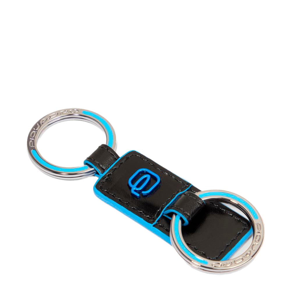 Leather keychain with two rings PIQUADRO Black
