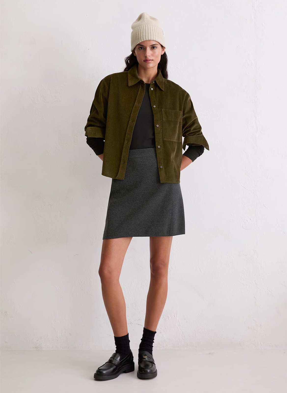 Falda corta lisa de lana MARC O'POLO Gris