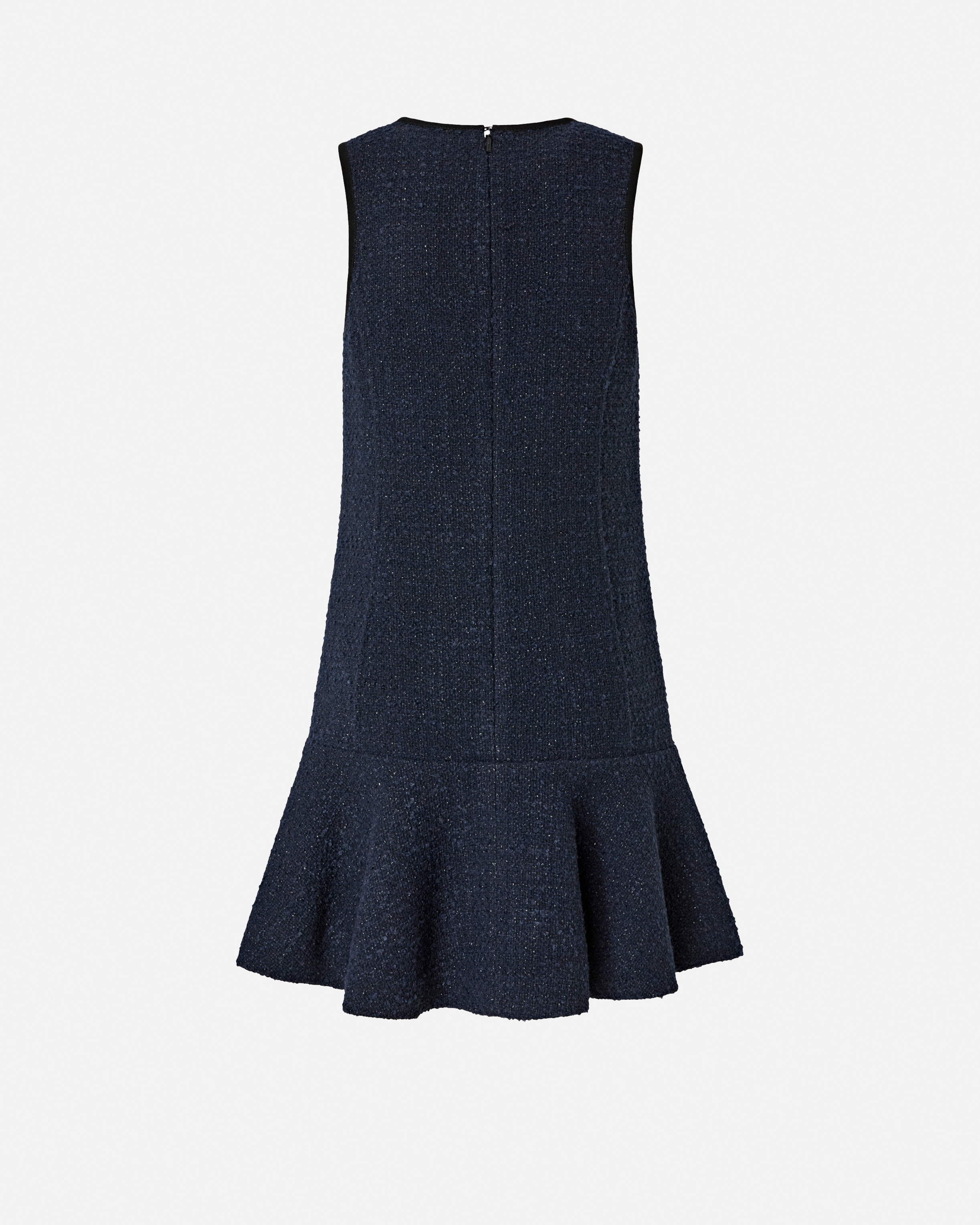 Flared sleeveless dress in tweed with patterns PINKO Blue