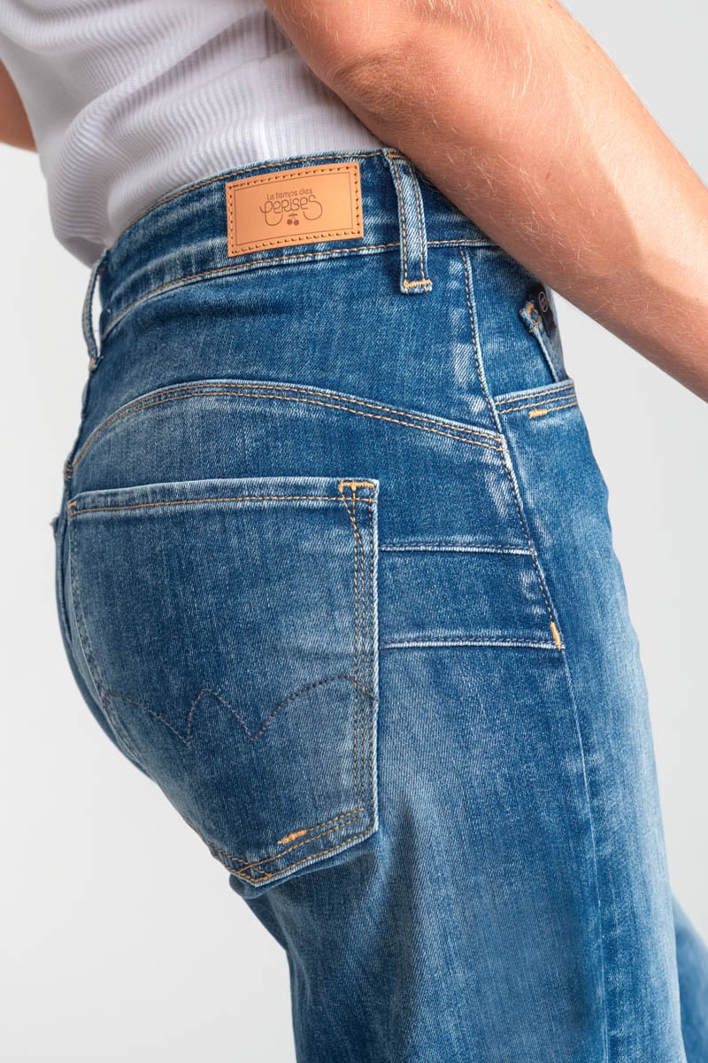 High-waisted straight leg push-up jeans, 7/8 length LE TEMPS DES CERISES Blue