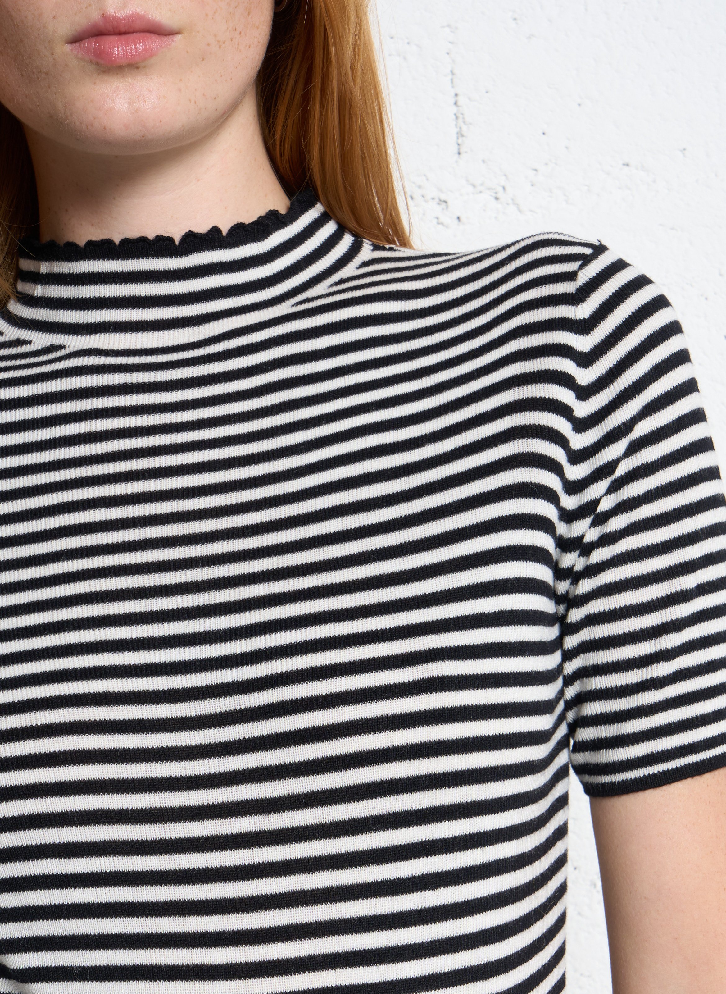 Pull col montant rayé SEE U SOON Blanc