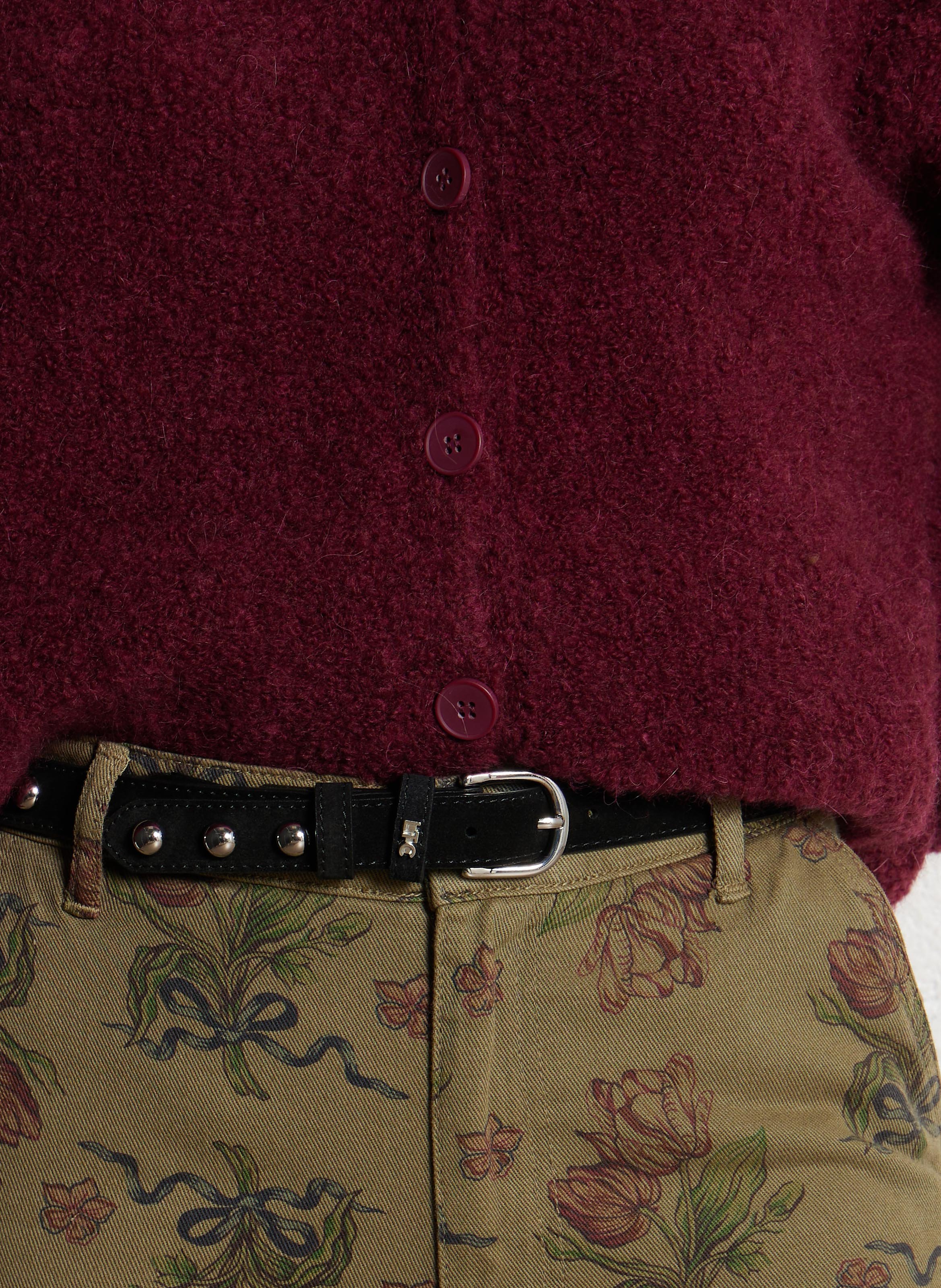 Studded suede belt LE TEMPS DES CERISES Black