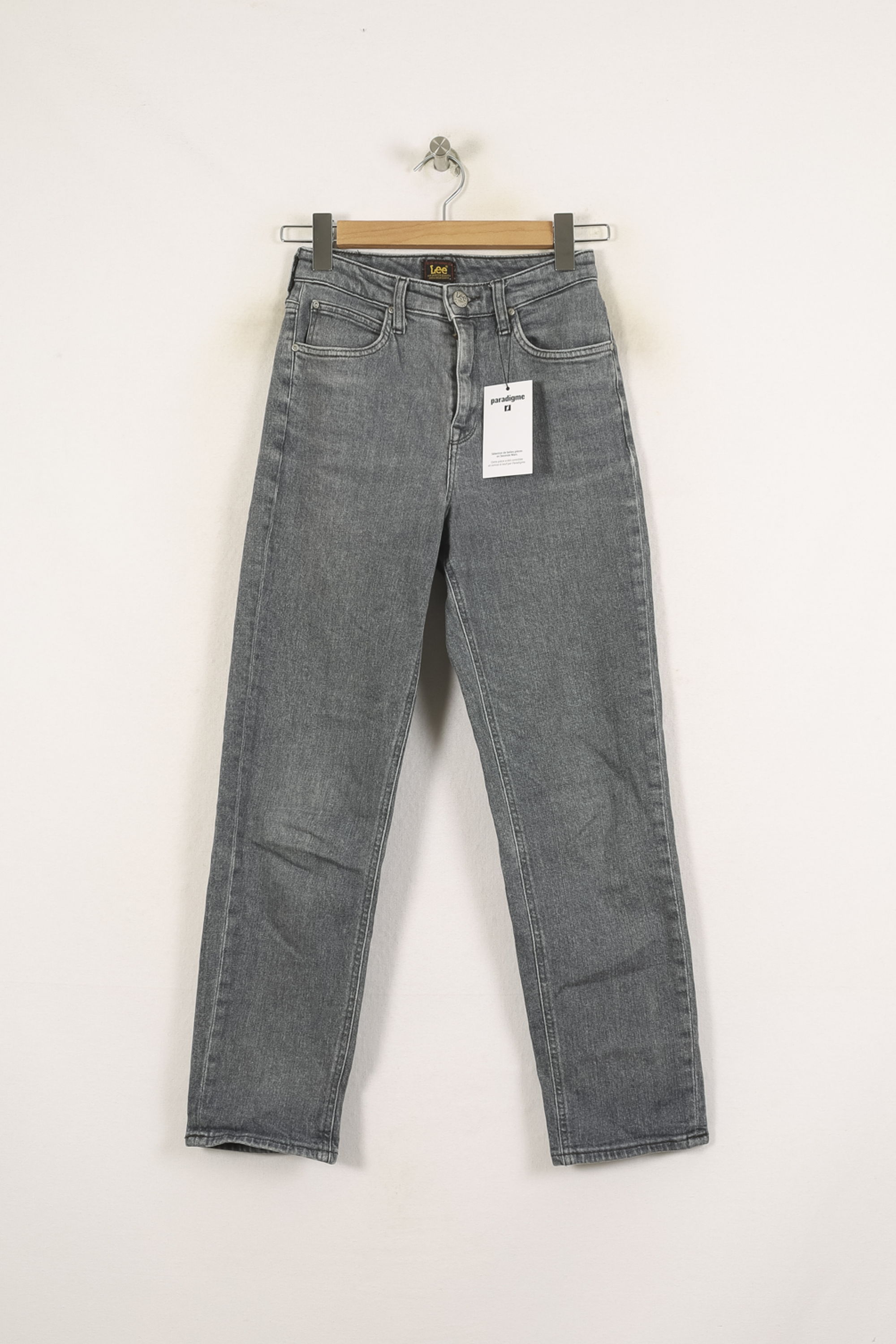 Cropped slim jeans with studs LEE - Seconde Main Grey