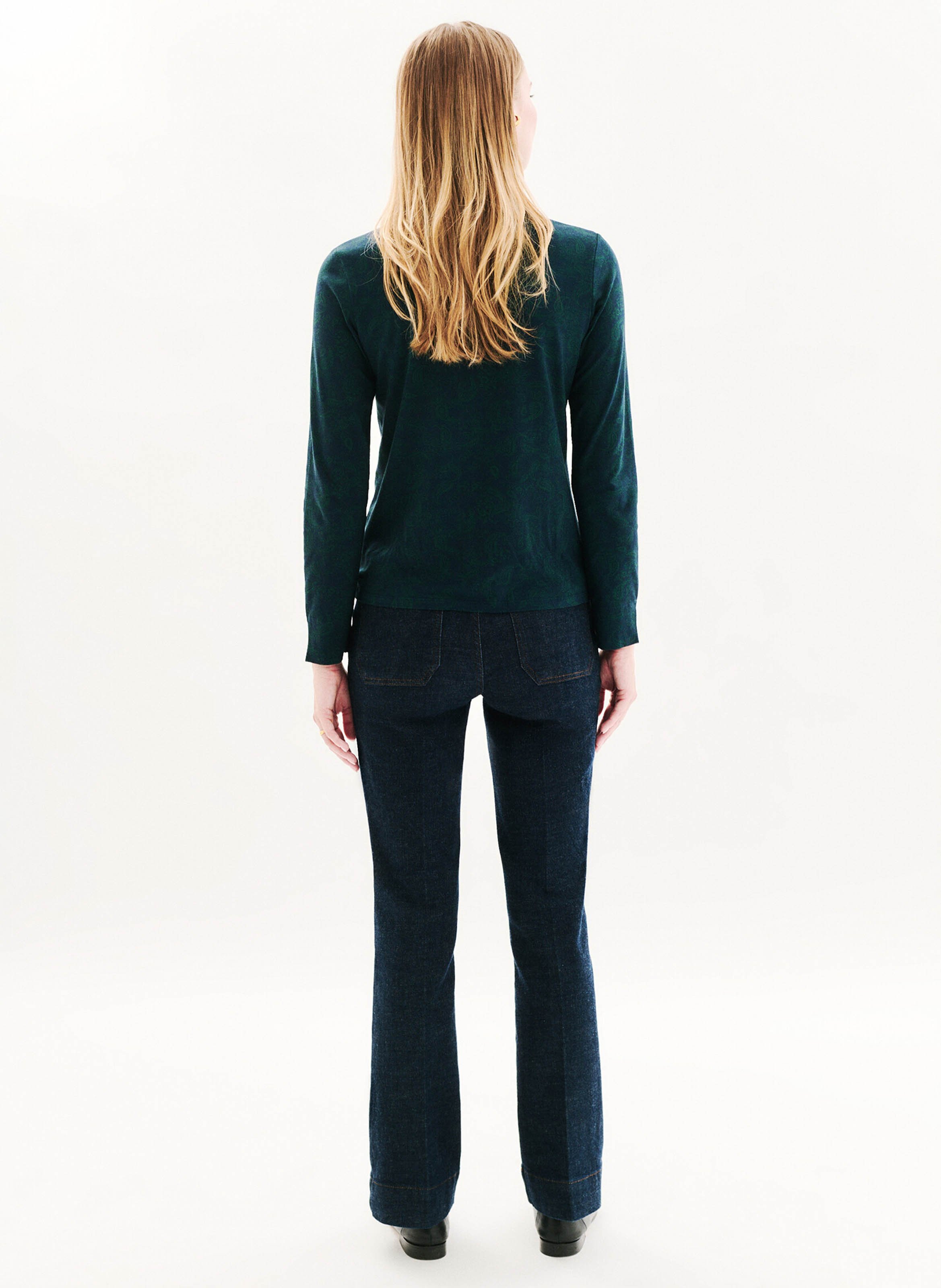 High-neck straight top in mixed cotton CAROLL Blue