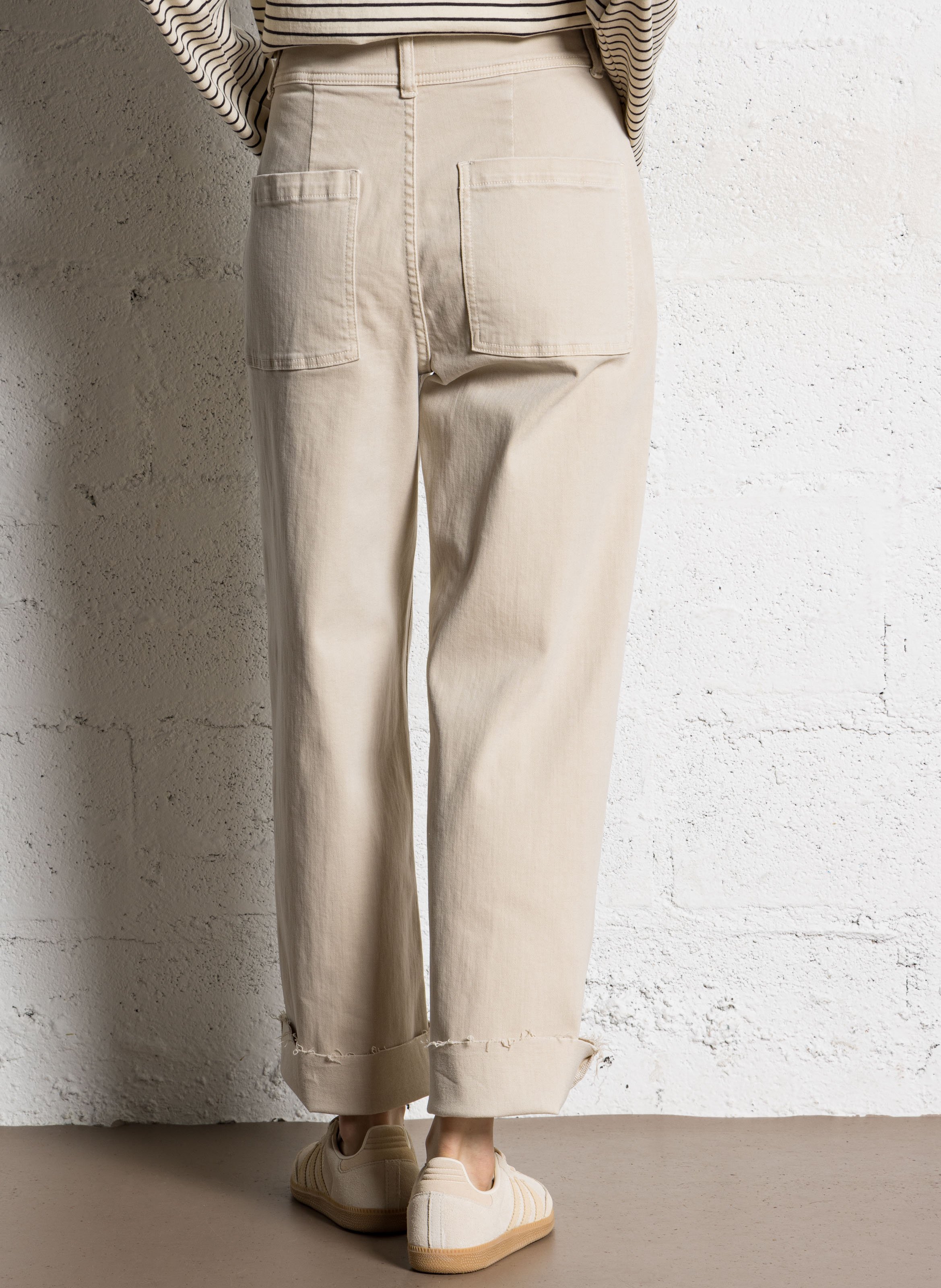 Jean large taille haute en coton mélangé JC SOPHIE Beige