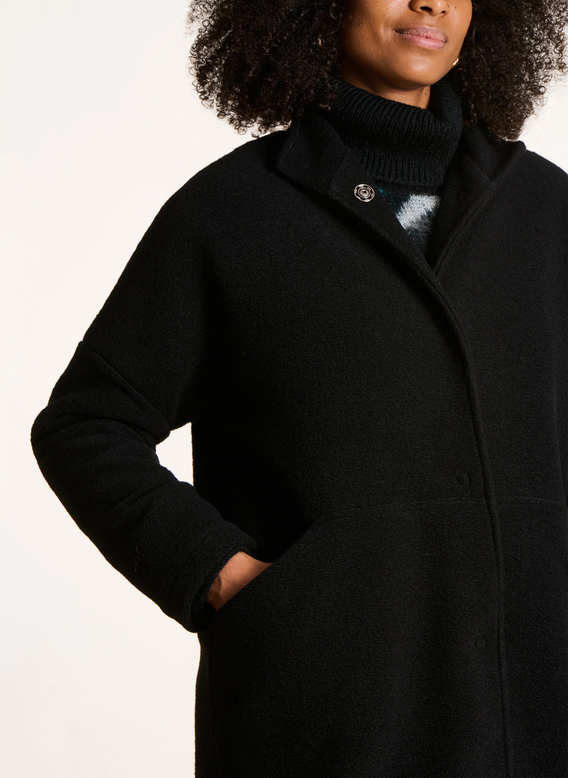 Manteau col montant  LA FEE MARABOUTEE Noir