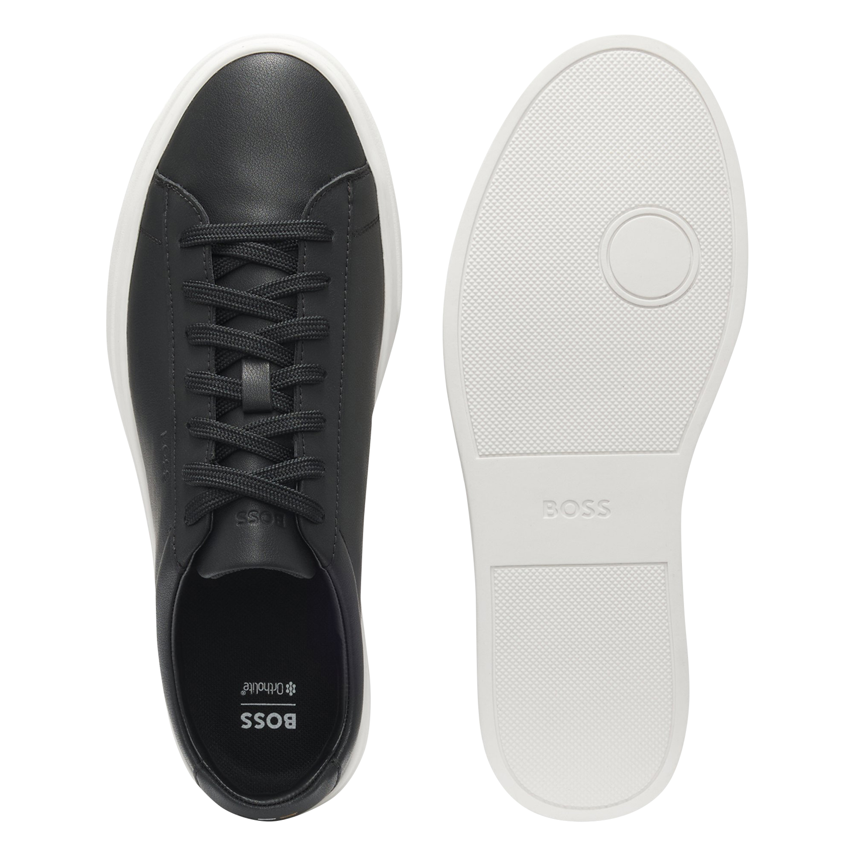 Plain low leather trainers BOSS Black