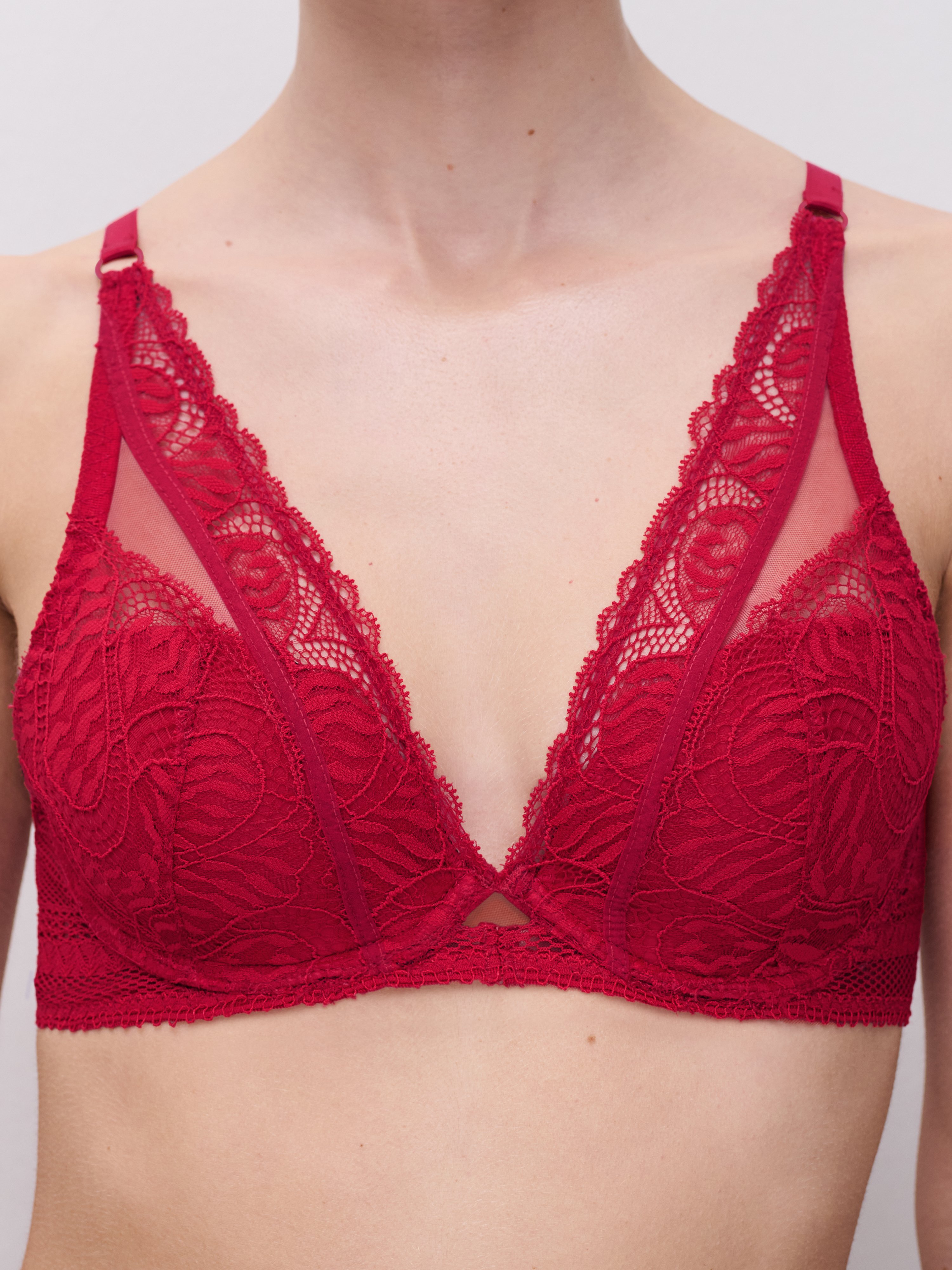 Plunge lace padded bra CHANTELLE PULP Red
