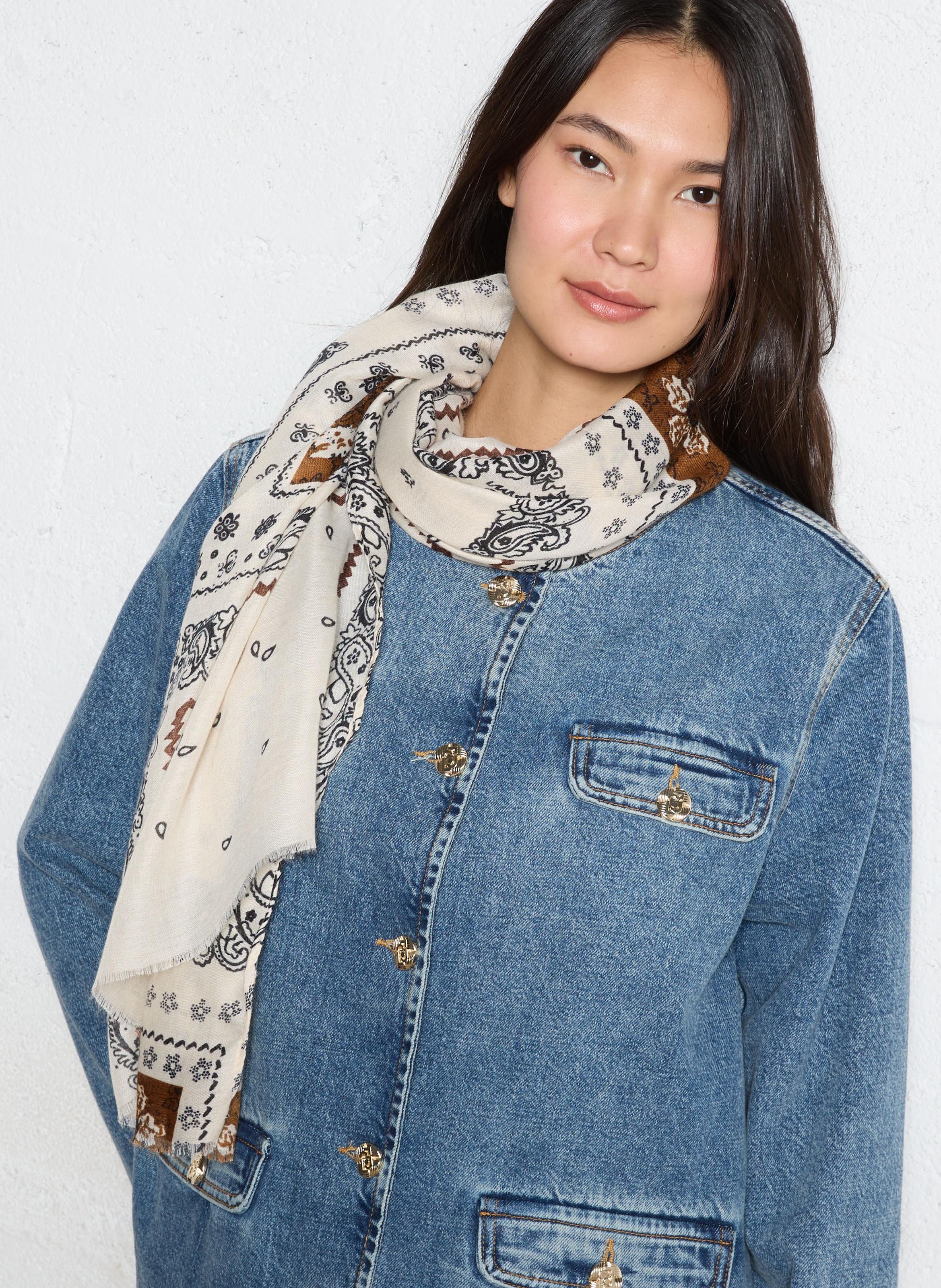 Foulard imprimé AU PRINTEMPS PARIS Beige