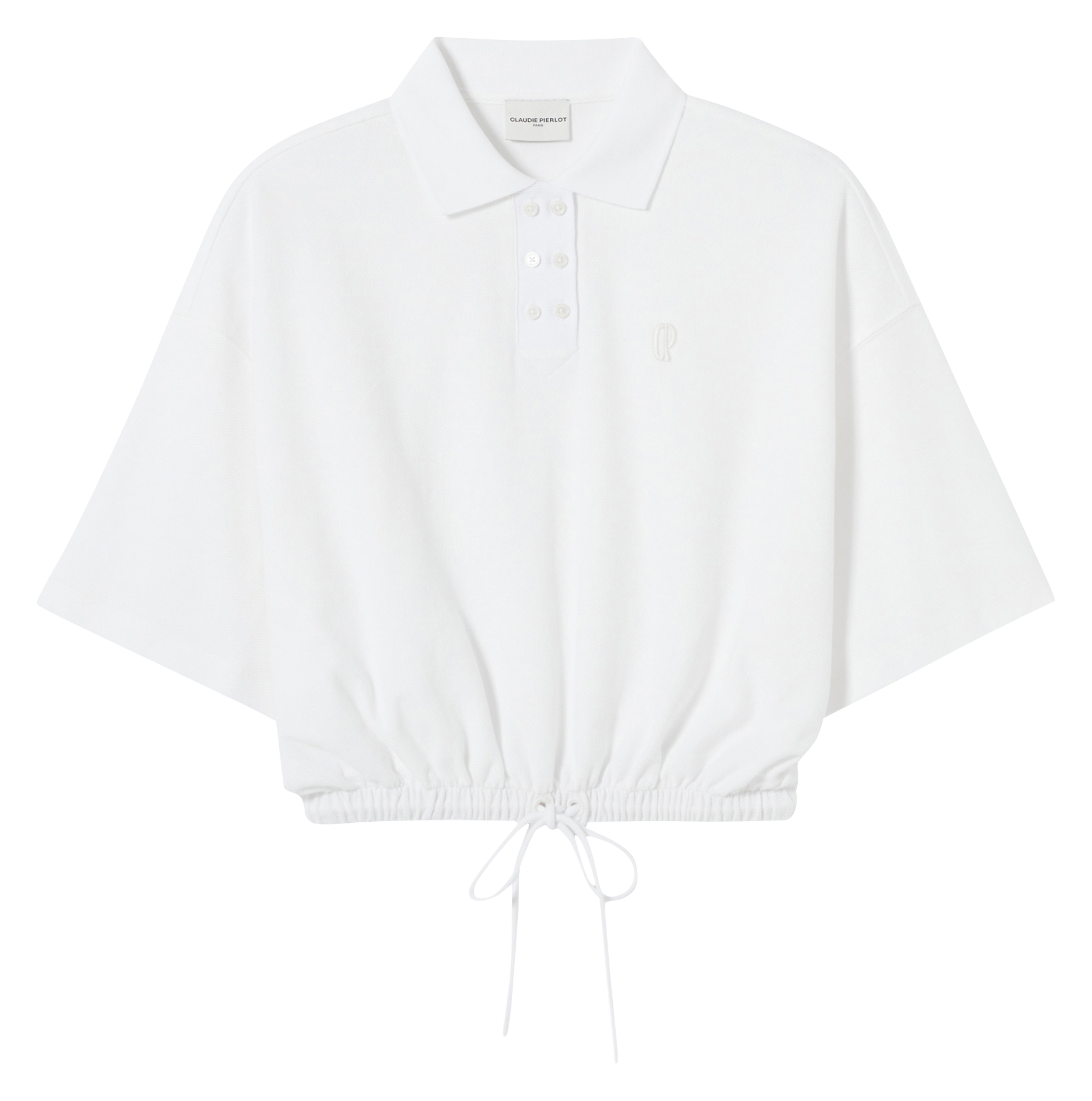 Top col polo en coton CLAUDIE PIERLOT Beige