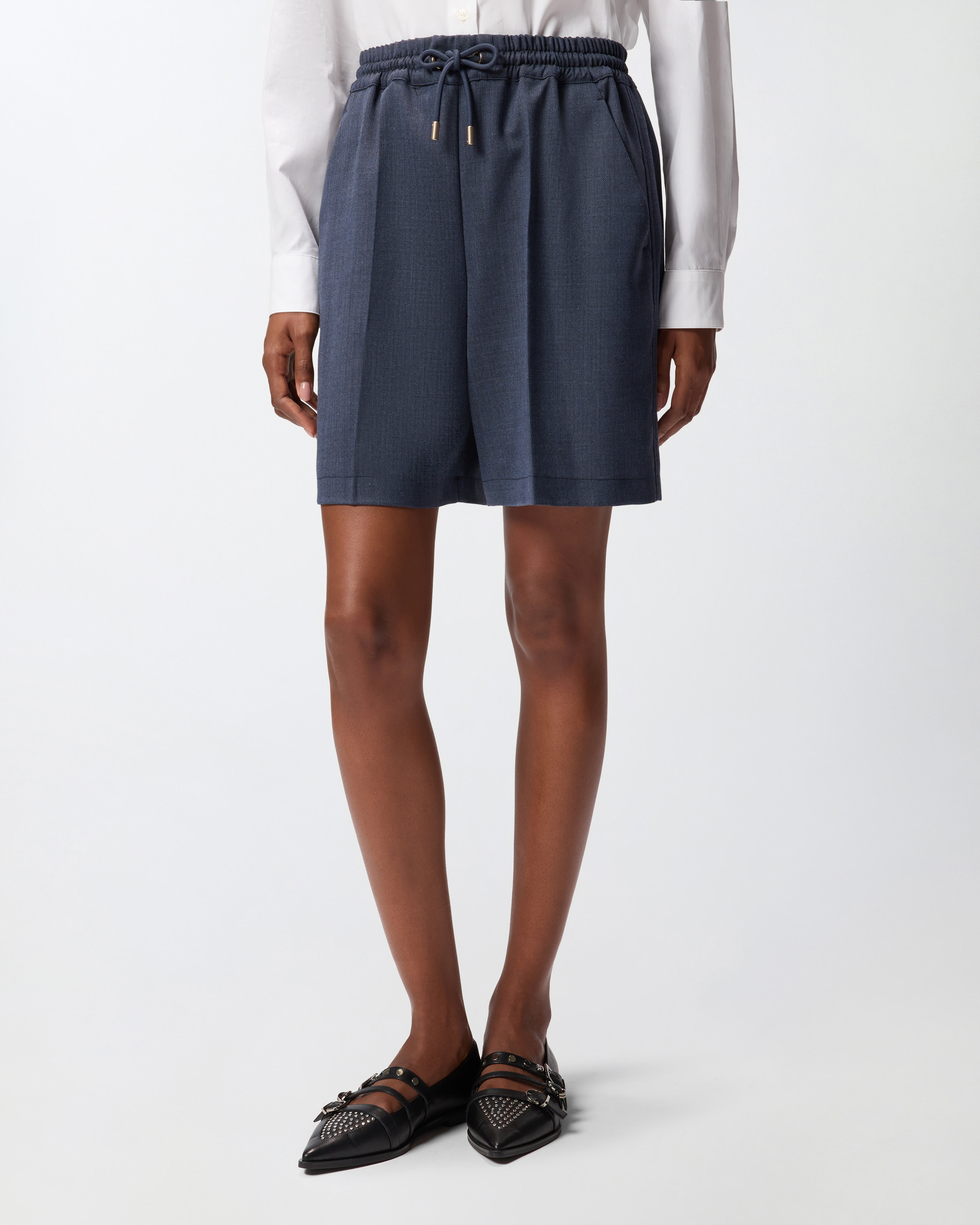 Textured wool shorts PINKO Blue