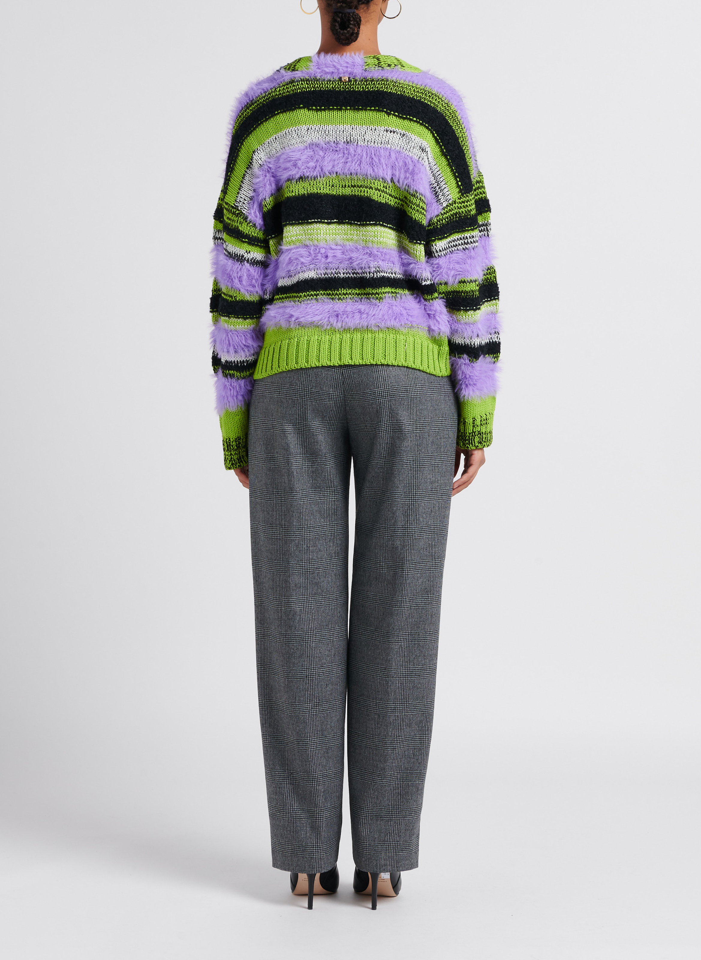 Ruimvallende trui met V-hals en textuur PINKO Veelkleurig