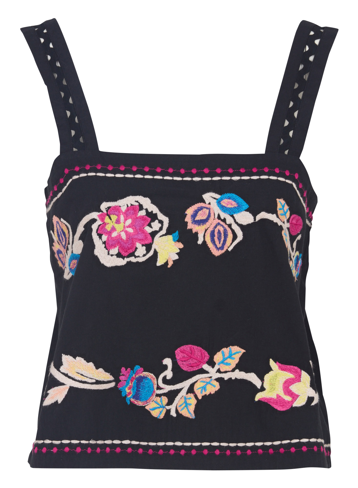 Rechte top van biologisch katoen met borduursel LOUISE MISHA Zwart