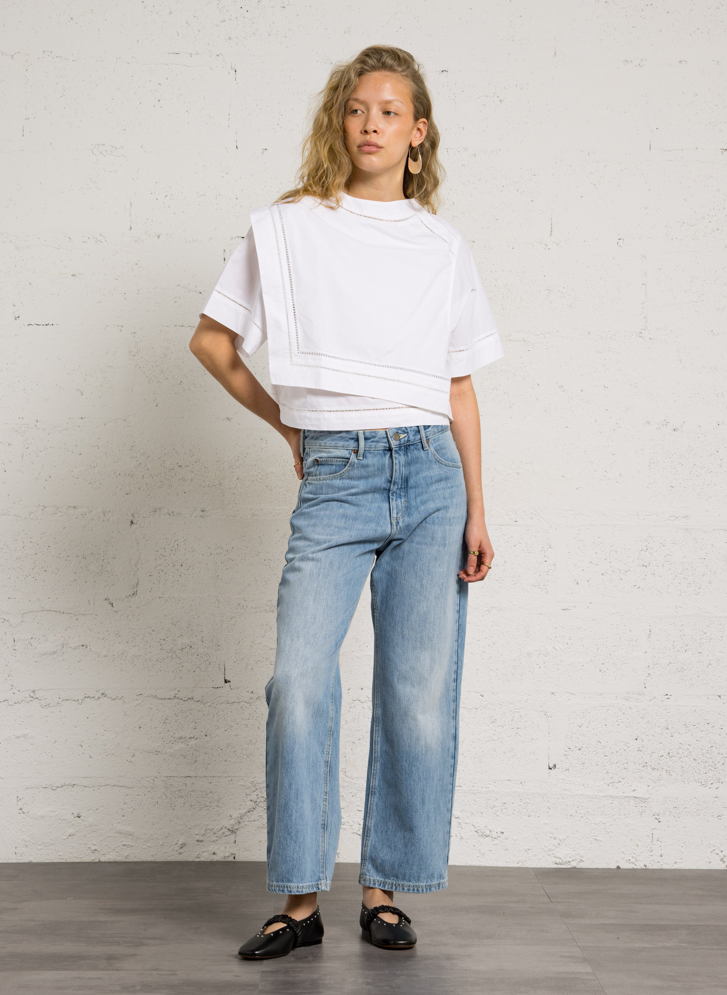 Top met ronde hals in katoen SOEUR Wit