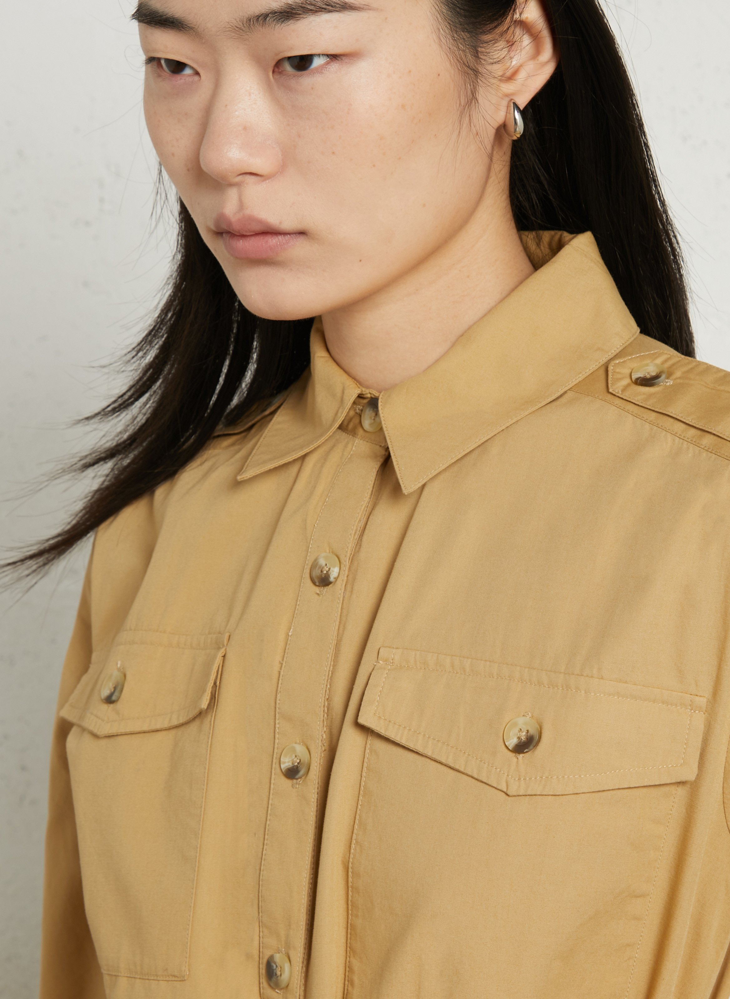 Lange jurk met knopen en riem PETITE MENDIGOTE Bruin